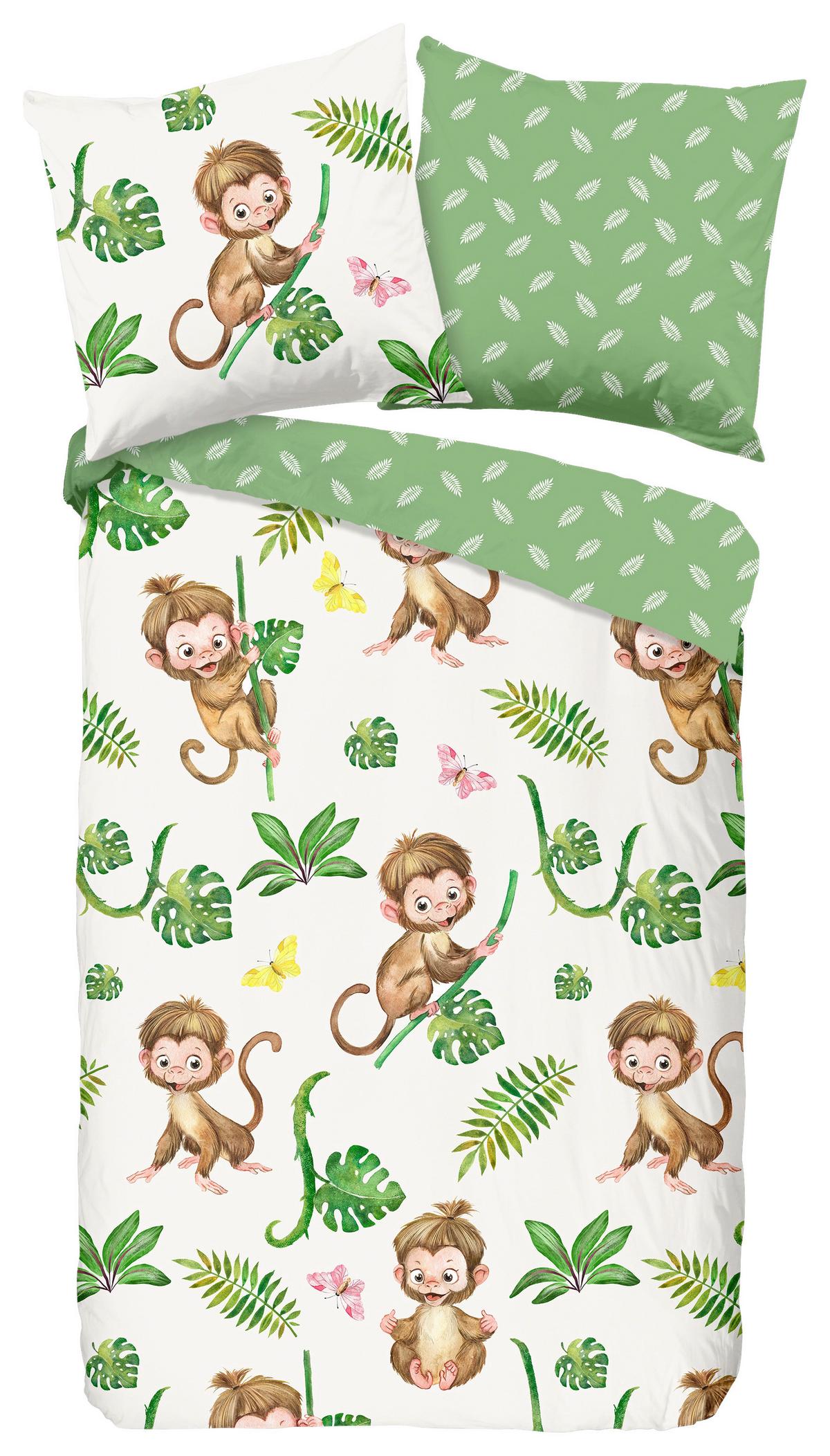 Kinderbettwäsche Play Grün Ecru 135x200 Cm - Ecru/Grün, Natur, Textil (135/200cm)