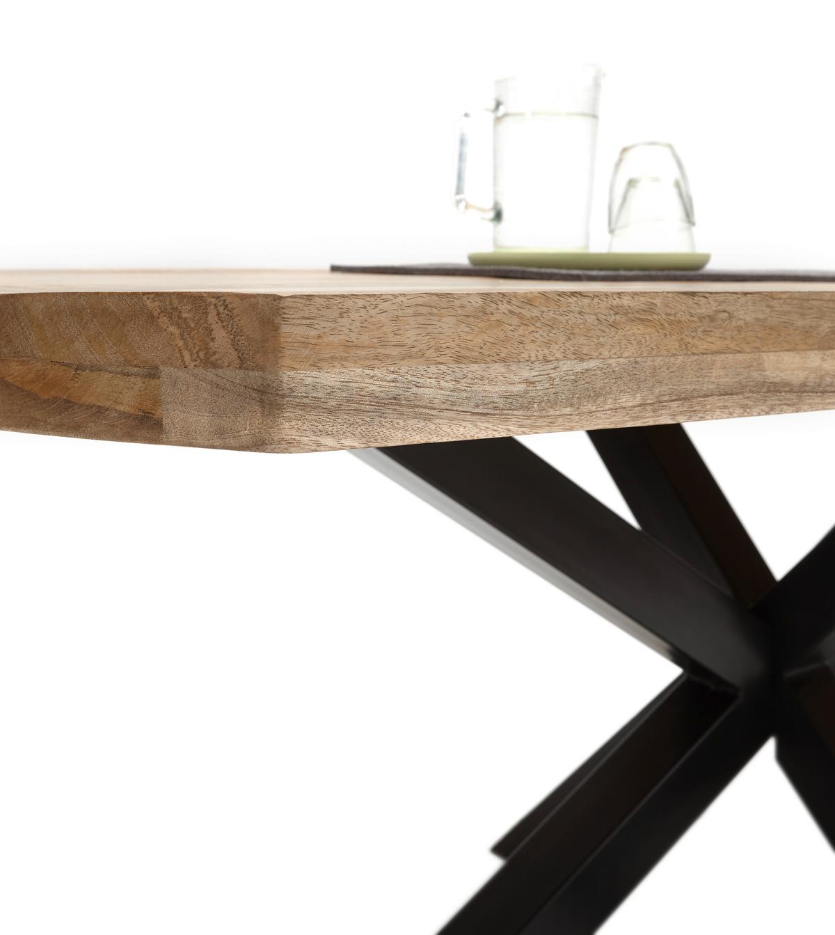 Esstisch Veneti 200x77x100cm Mangoholz/schwarz - Schwarz, MODERN, Holz/Metall (200/77/100cm) - MID.YOU