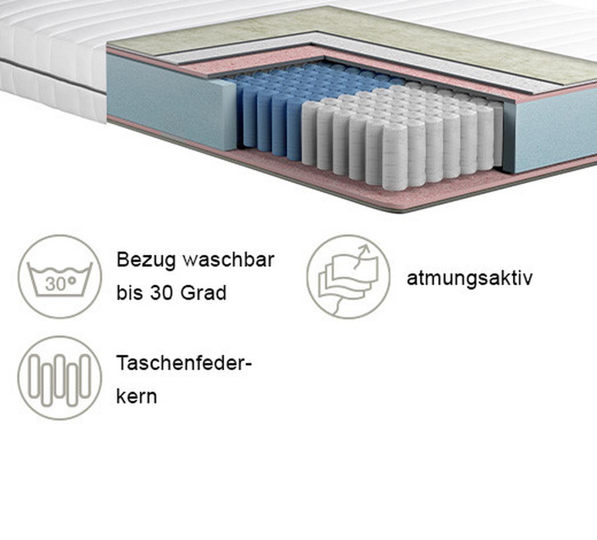 Taschenfederkernmatratze Antonio 80x200 cm H3 H: 20 cm - Weiß, Basics, Textil (80/200cm) - MID.YOU