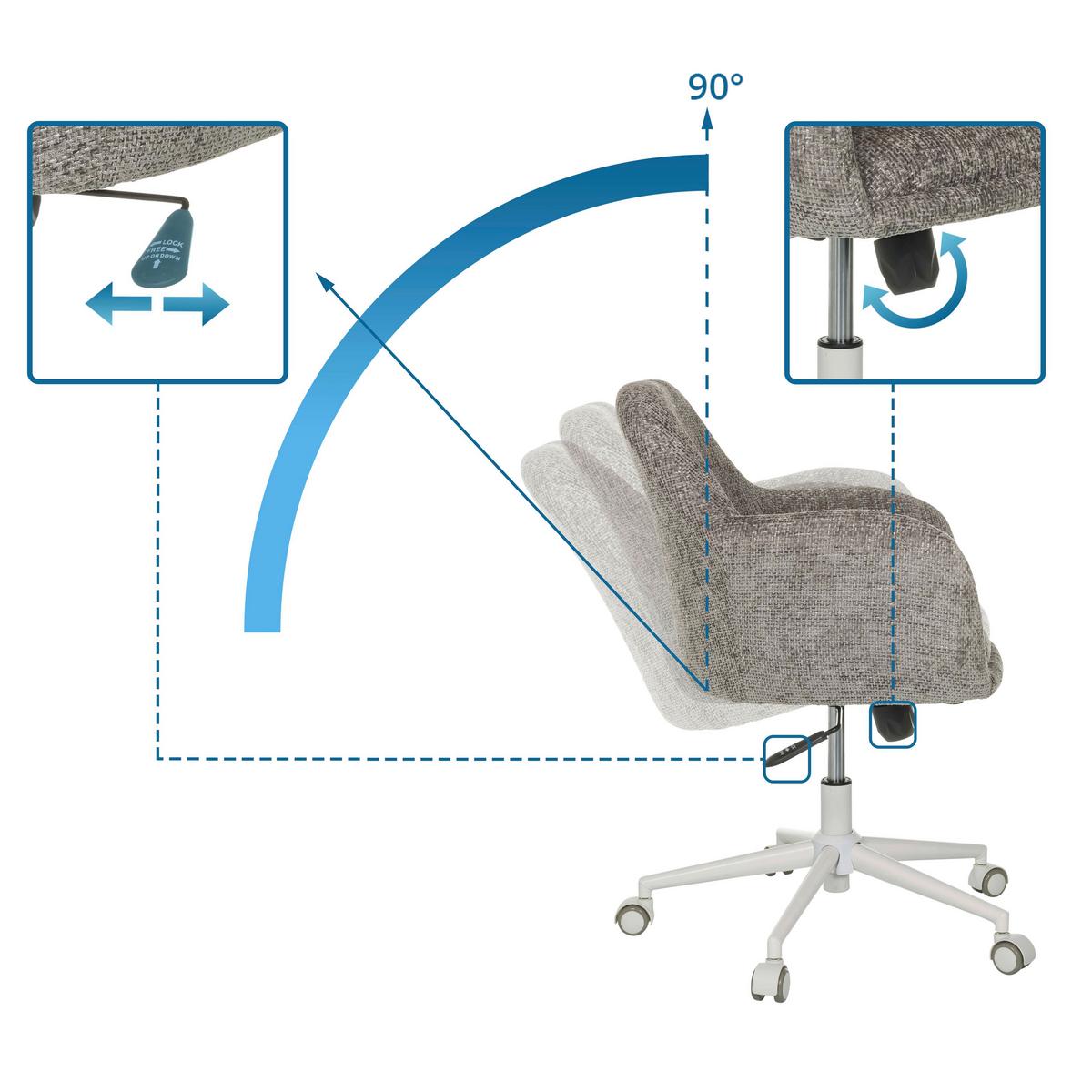 Drehstuhl Solao Home Grau B: 58 cm - Weiß/Grau, MODERN, Kunststoff/Textil (58/78/60cm) - MID.YOU