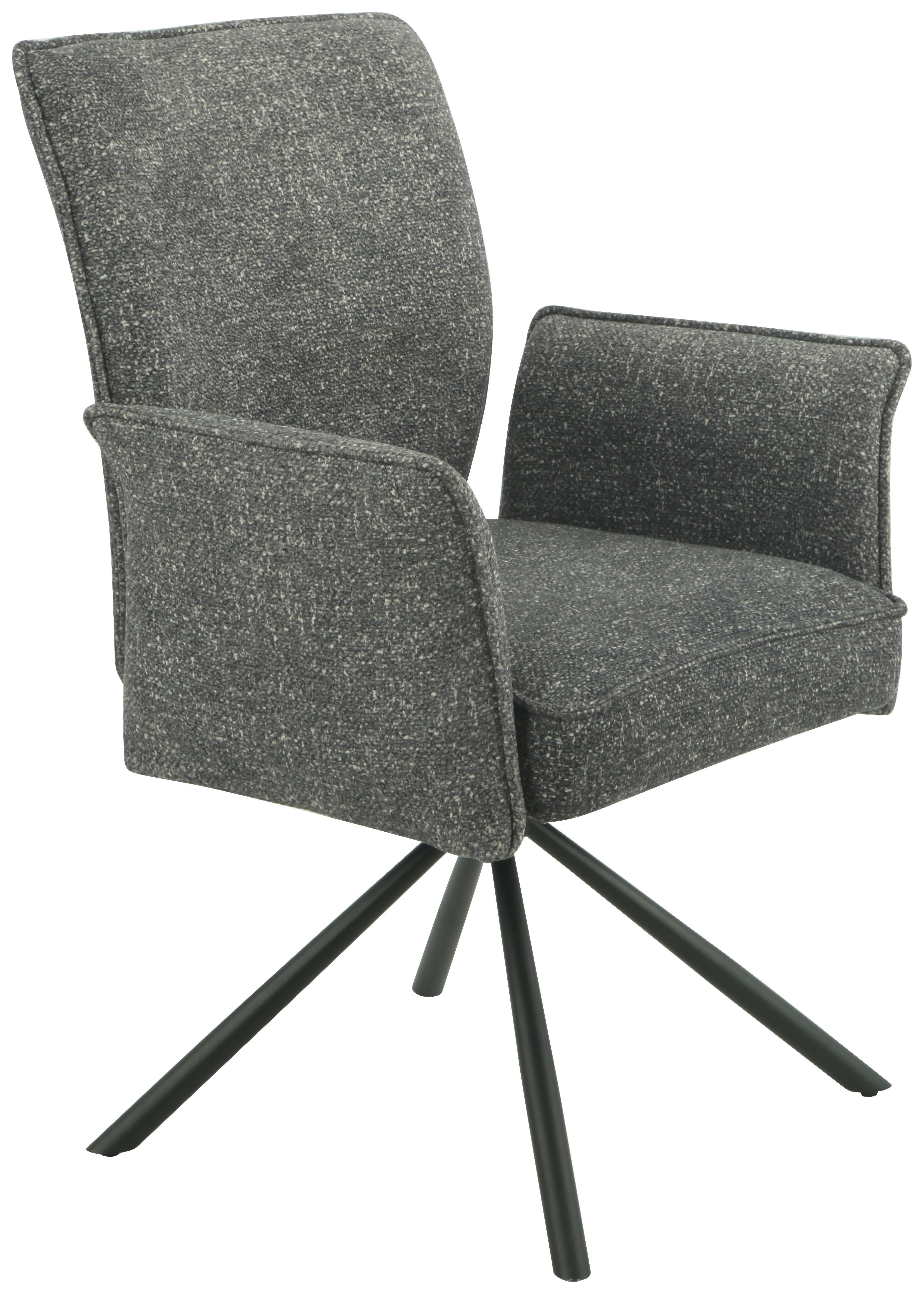 Vierfußstuhl Ellen II Webstoff Anthrazit , B: 49 cm - Anthrazit/Schwarz, MODERN, Textil/Metall (49/90/60cm)