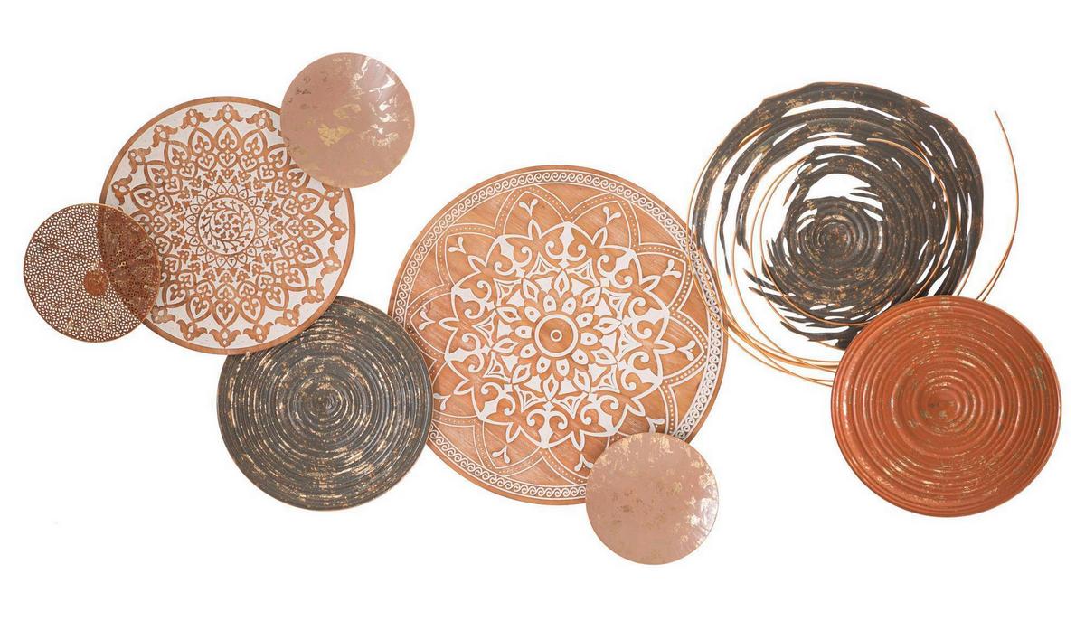 Wanddeko Boho Gold/Kupferfarben/Grau B:167cm - Goldfarben/Grau, Basics, Holzwerkstoff/Metall (167.60/80.6/8.9cm)