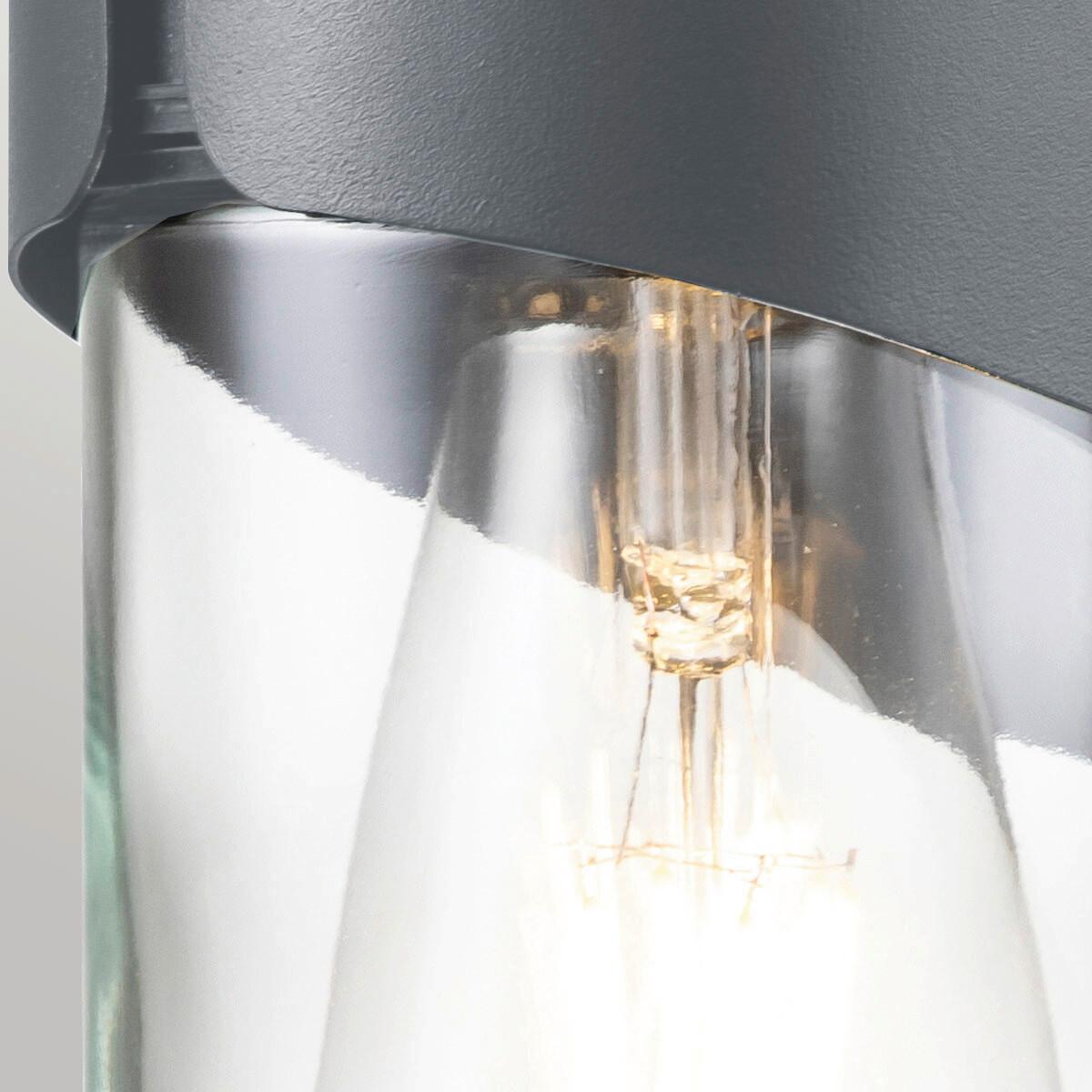 Außenwandleuchte Porto - Grau, Design, Glas/Metall (11,5/18,8cm) - Elstead Lighting