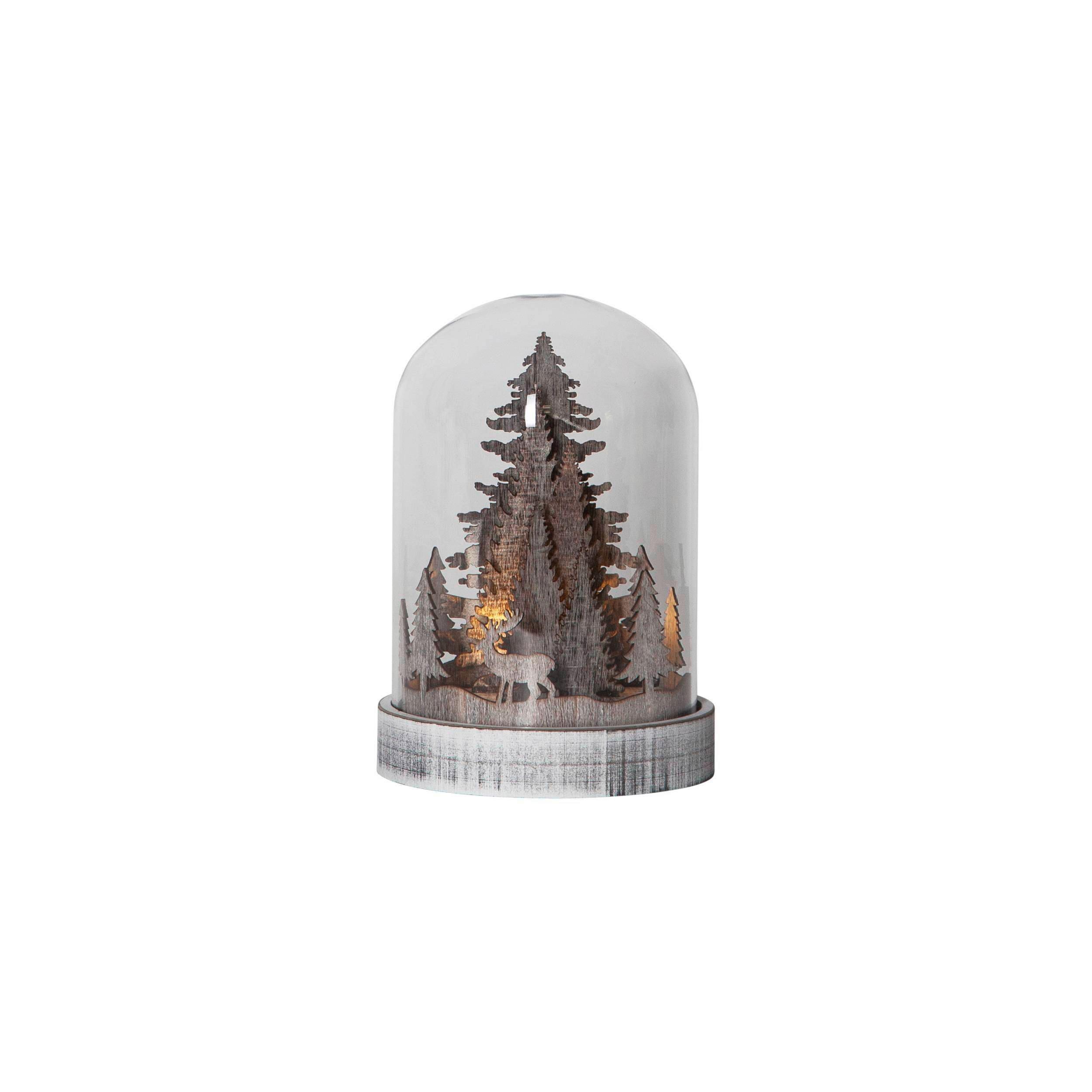 Led-dekoleuchte 410051 'kupol' - Klar/Braun, Basics, Glas/Holz (12,5cm) - Eglo