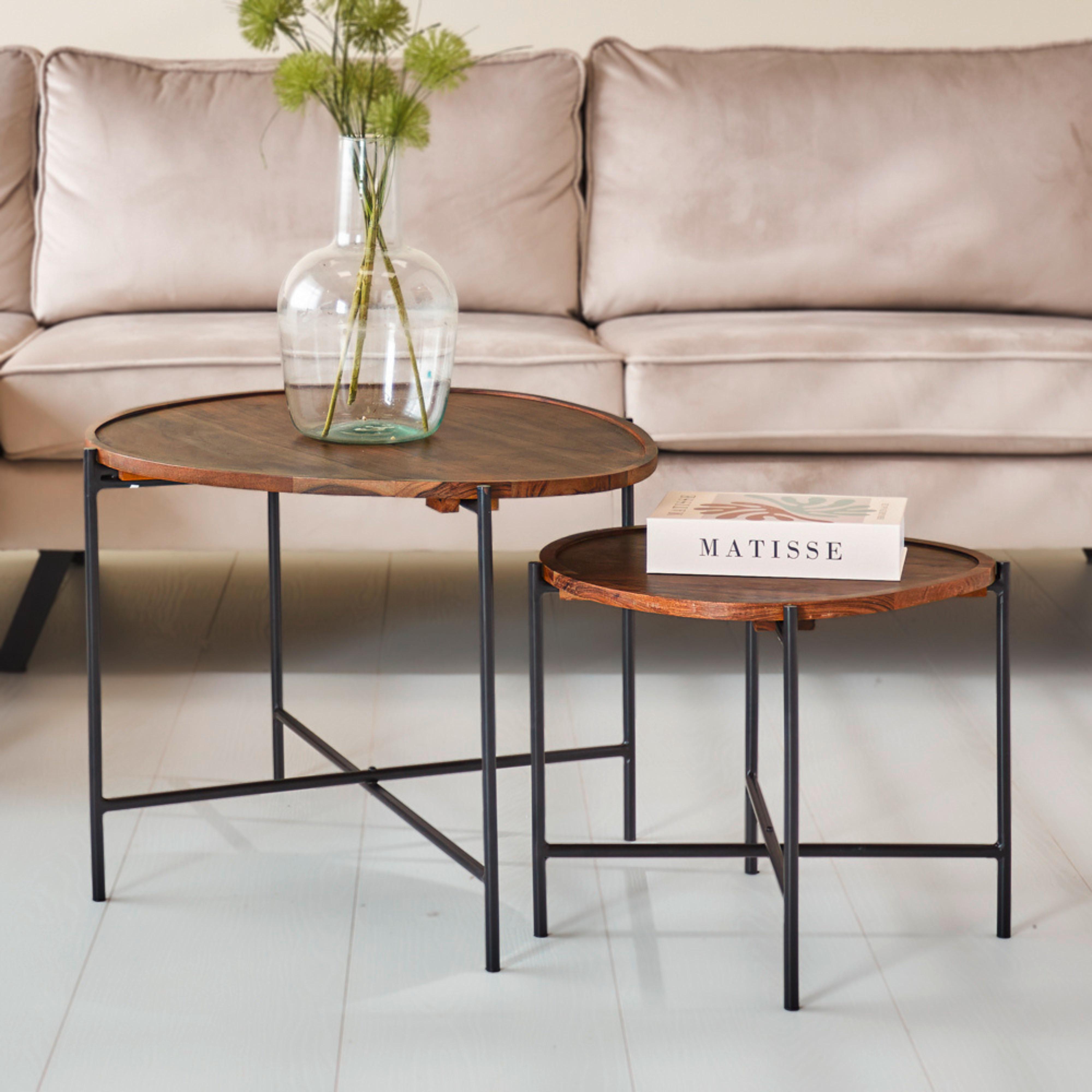 Couchtischset Lisse Braun, 65 Cm - Schwarz/Braun, MODERN, Holz/Metall (65/58/45cm) - MID.YOU