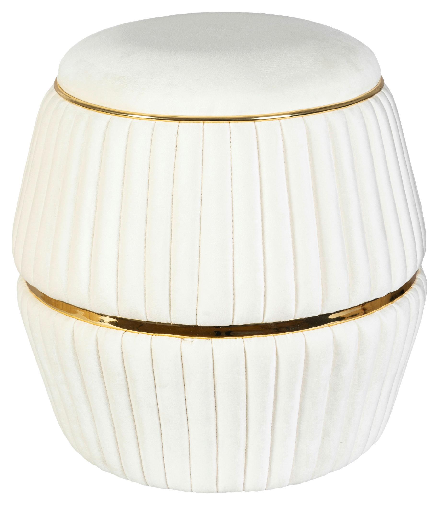 Hocker Doric 225 Beige/Goldfarben D: 51,5 cm - Beige/Goldfarben, Design, Textil (51,5/53cm) - Kayoom