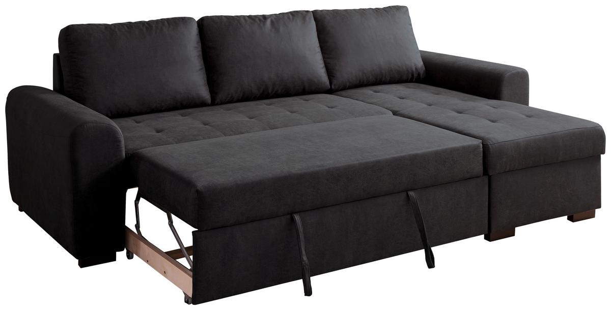 Rohová sedačka POLL, obojstranná, antracitová - antracitová, Modern, textil (243/85/155cm) - Based