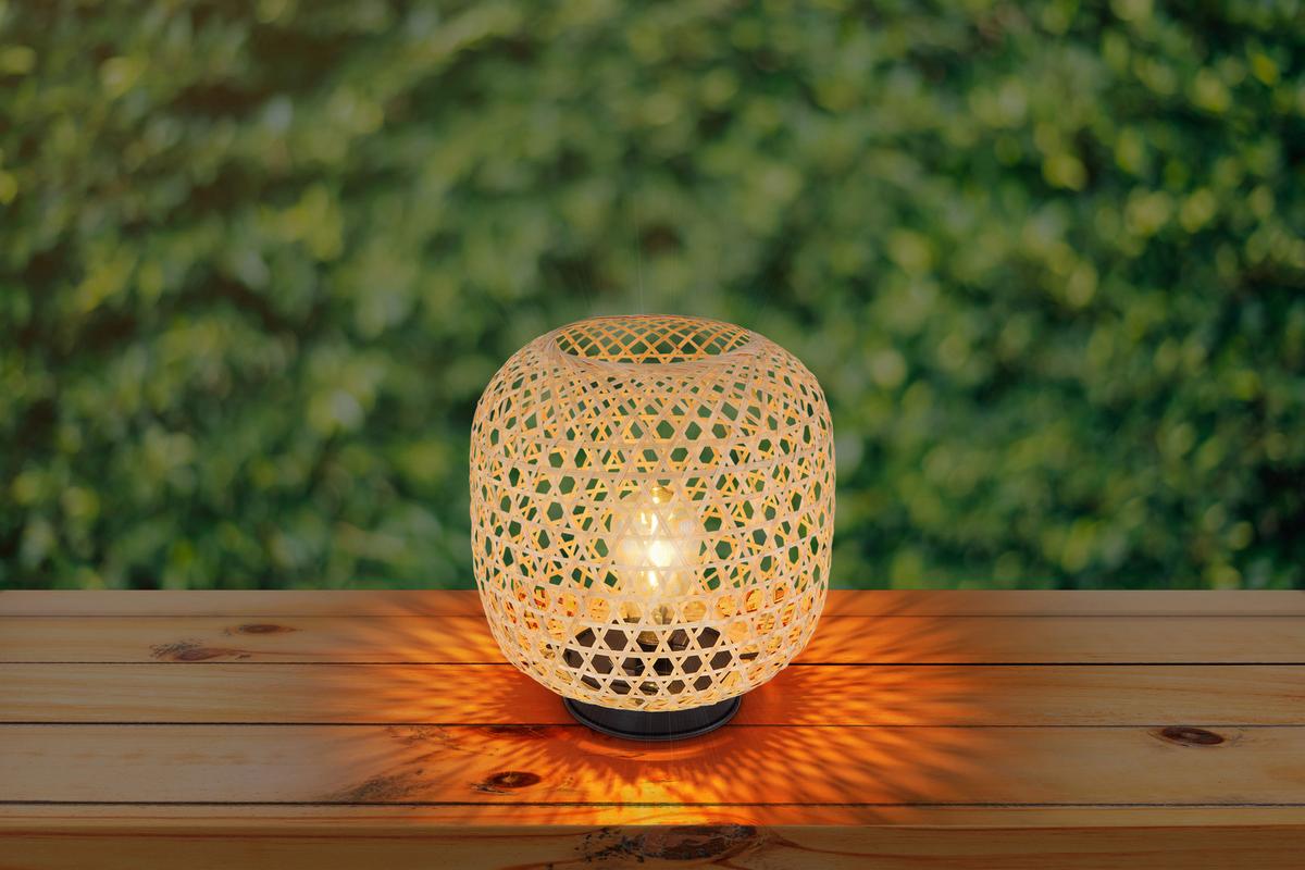 Solarleuchte 36671 - Dunkelbraun/Braun, KONVENTIONELL, Naturmaterialien/Metall (23,5/27cm) - Globo