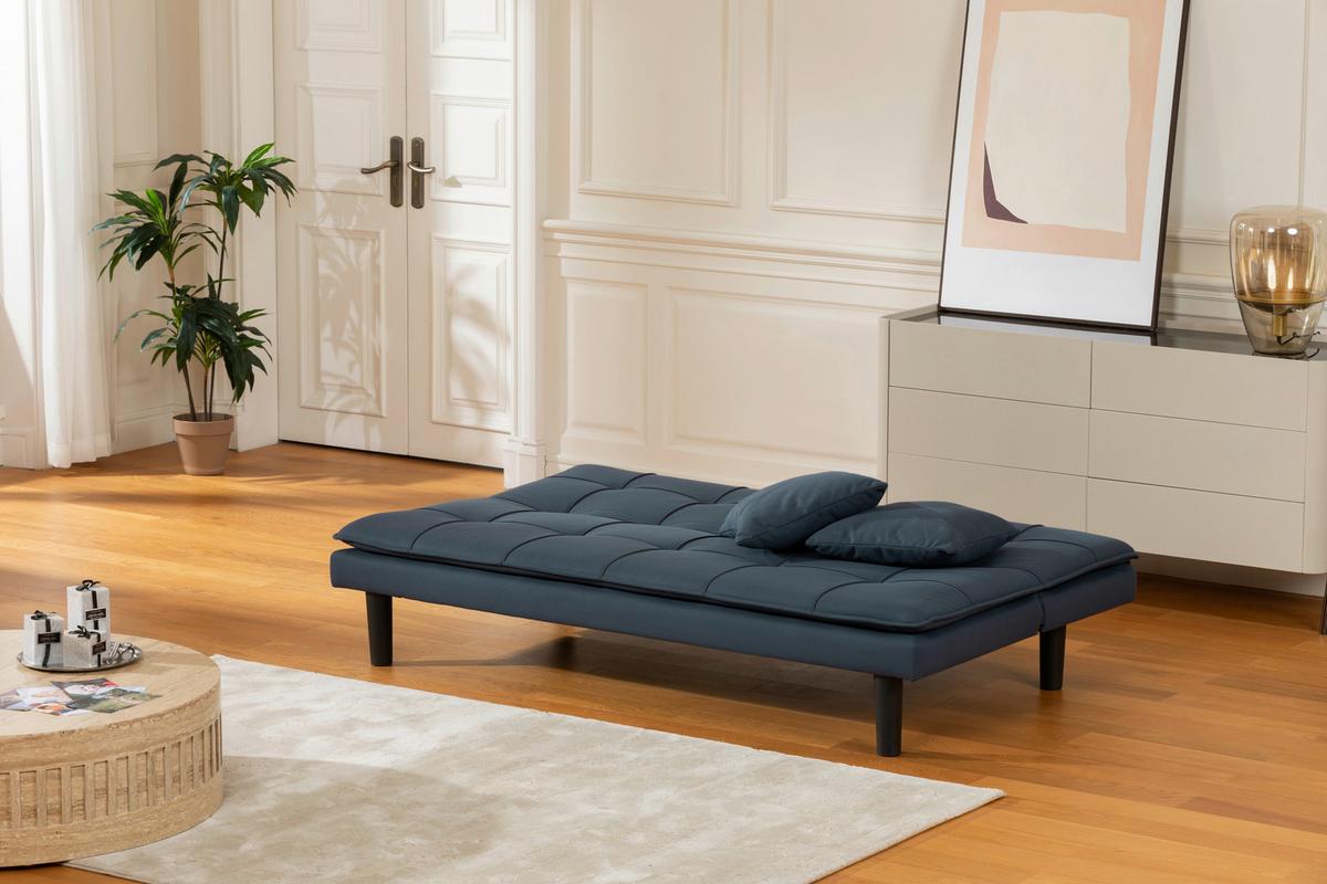 Schlafsofa Oslo - Blau/Schwarz, Basics, Textil (180/79/91cm) - P & B