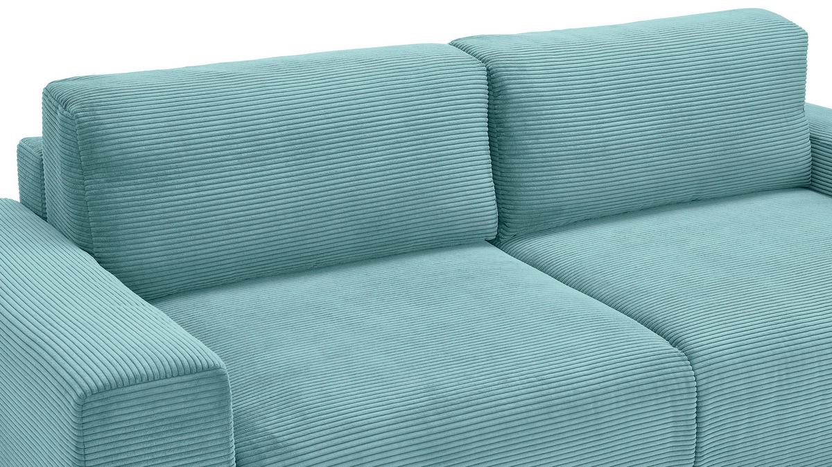 Schlafsofa Vouge Mintgrün Bettkasten, B: 255 Cm - Buchefarben/Schwarz, KONVENTIONELL, Textil (255/86/123cm) - Livetastic