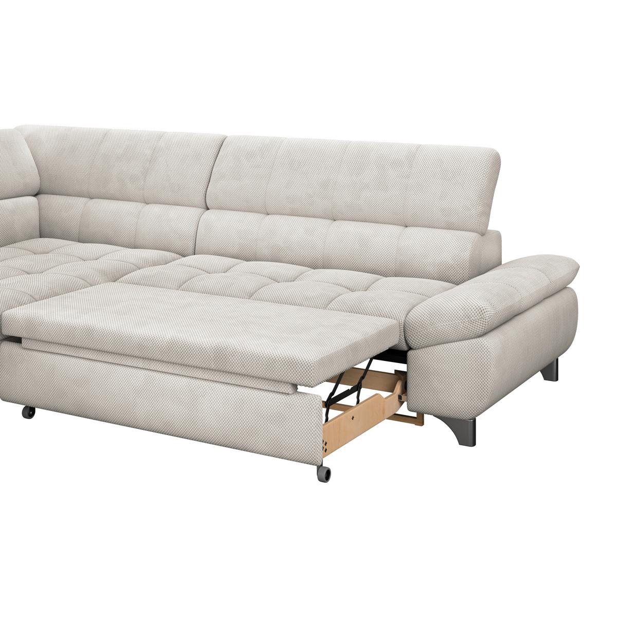 Ecsofa Gemini Creme, B: 312cm - Chromfarben/Creme, KONVENTIONELL, Textil (234/312cm)