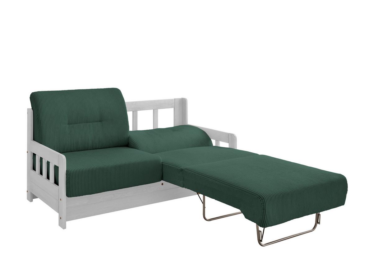 2-Sitzer-Sofa Mit Schlaffunktion Camino B:154 cm - Weiß/Grün, MODERN, Holz/Textil (154/88/90cm) - Livetastic