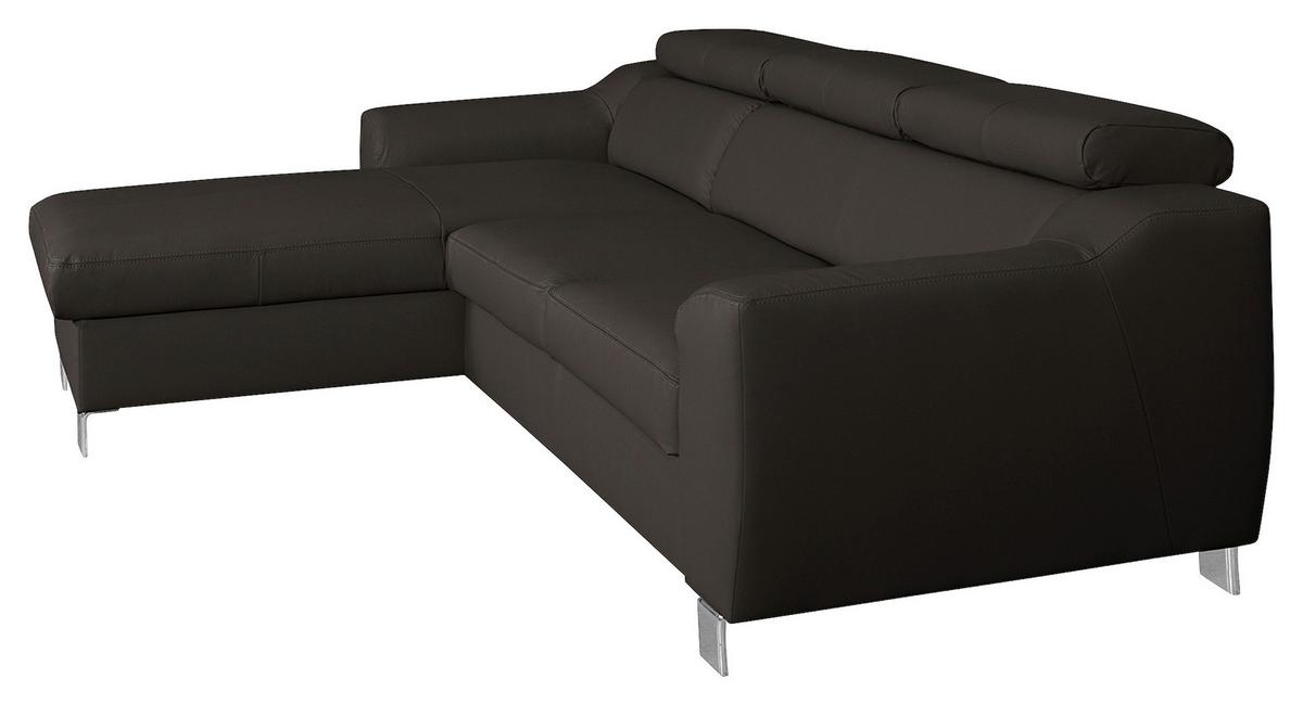 Ecksofa Aspen Dunkelbraun S: 176 Cm - Chromfarben/Dunkelbraun, Design, Leder/Textil (176/242cm) - Livetastic