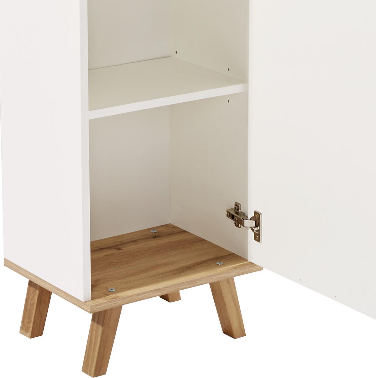 Hochschrank Mit 2 Drehtüren Turin 5 40cm Weiß/Eiche Dekor - Eiche Wotan/Weiß, MODERN, Holzwerkstoff (40/195/30cm)