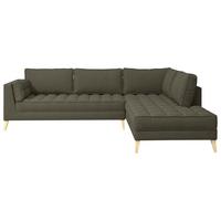 Rohová sedačka DOTI, pravá, tmavě zelená - tmavě zelená/přírodní barvy, Design, kompozitní dřevo/textil (310/204cm) - MID.YOU