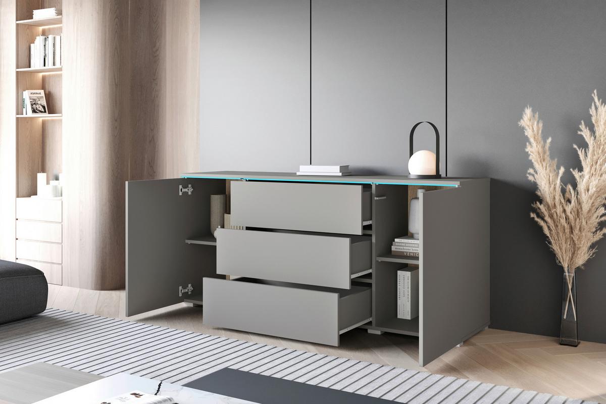 Sideboard Vera 150 Grau B: 150 cm - Grau, Trend, Holzwerkstoff (150/67,9/39,5cm)