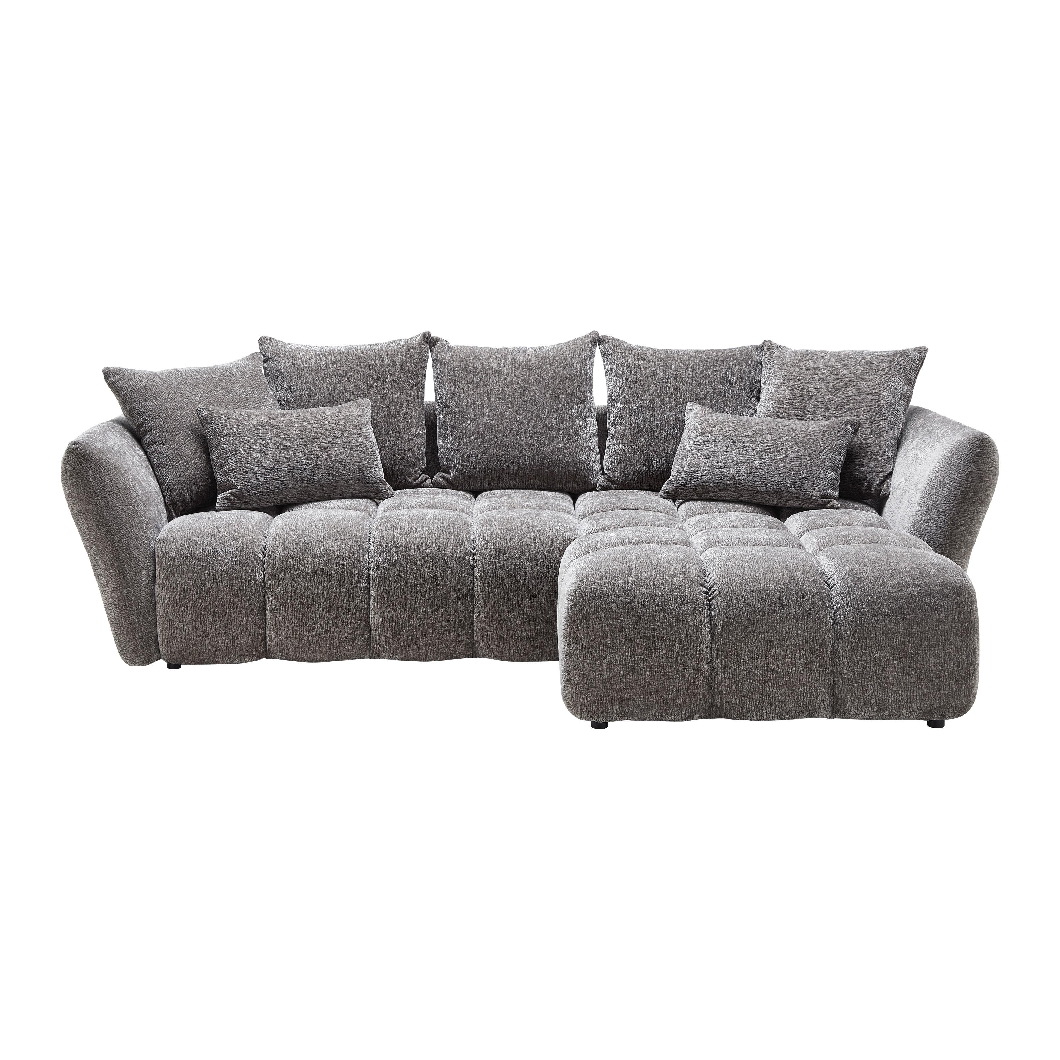 Univerzální sedačka CAMMELLIO, šedá žinylka, se 7 polštáři - šedá/černá, Moderní, textil (296/189cm) - Mömax