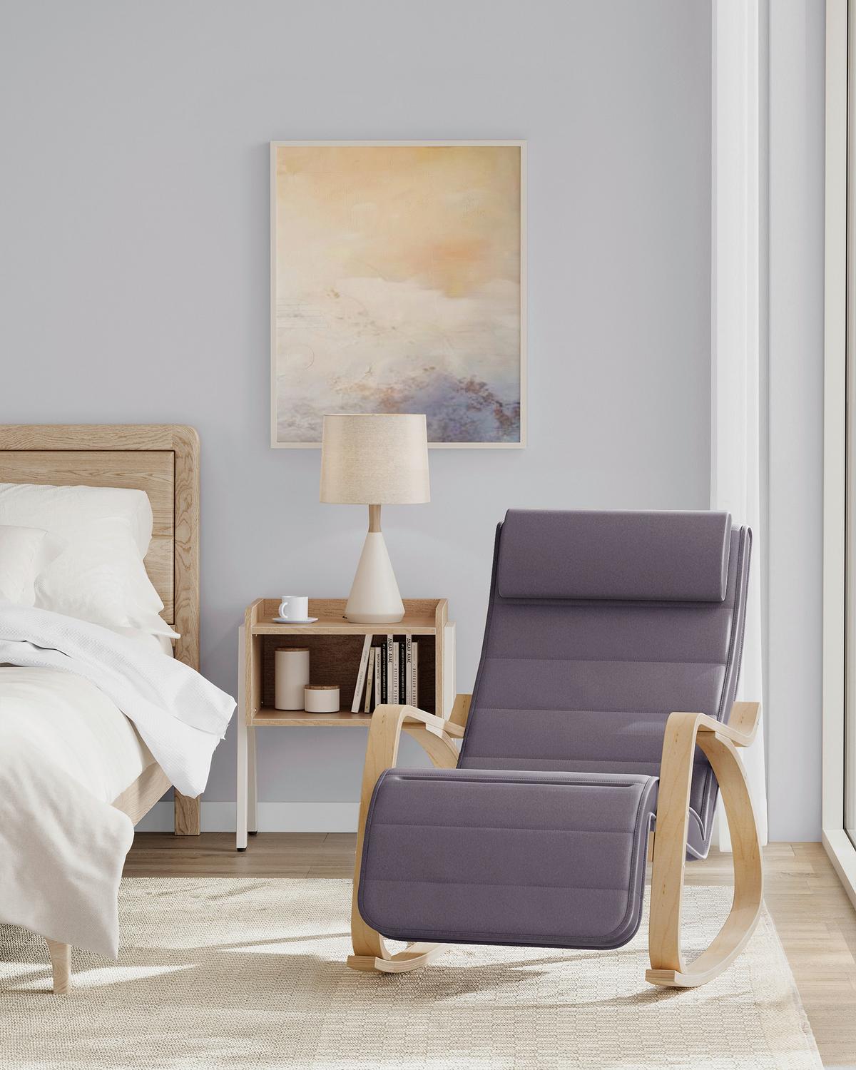 Schaukelstuhl Dunkelgrau B: 121,5cm - Dunkelgrau/Grauweiß, Basics, Holzwerkstoff/Textil (121,5/84/67cm)