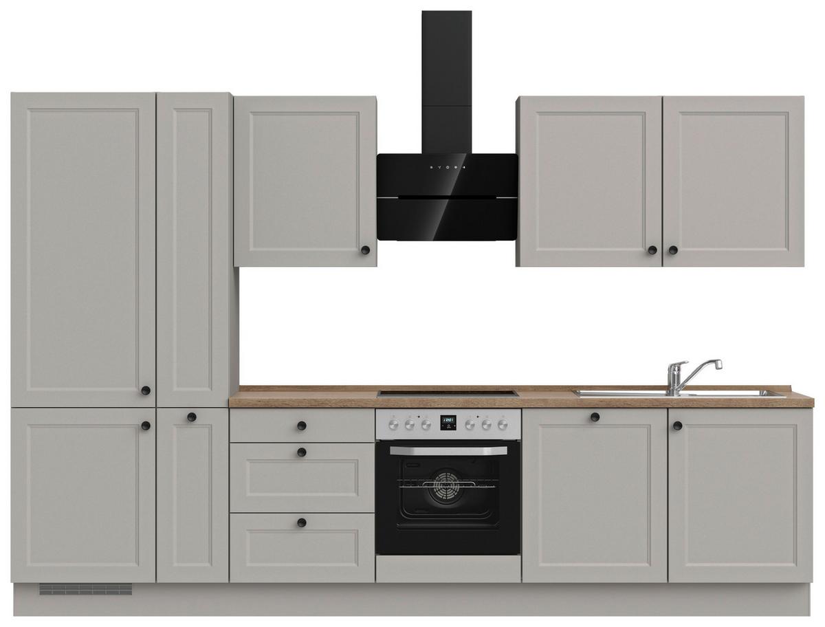 Kuchynská linka 330 cm, kamenná sivá supermatná - čierna/sivá, Modern, kov/kompozitné drevo (330cm) - Nobilia