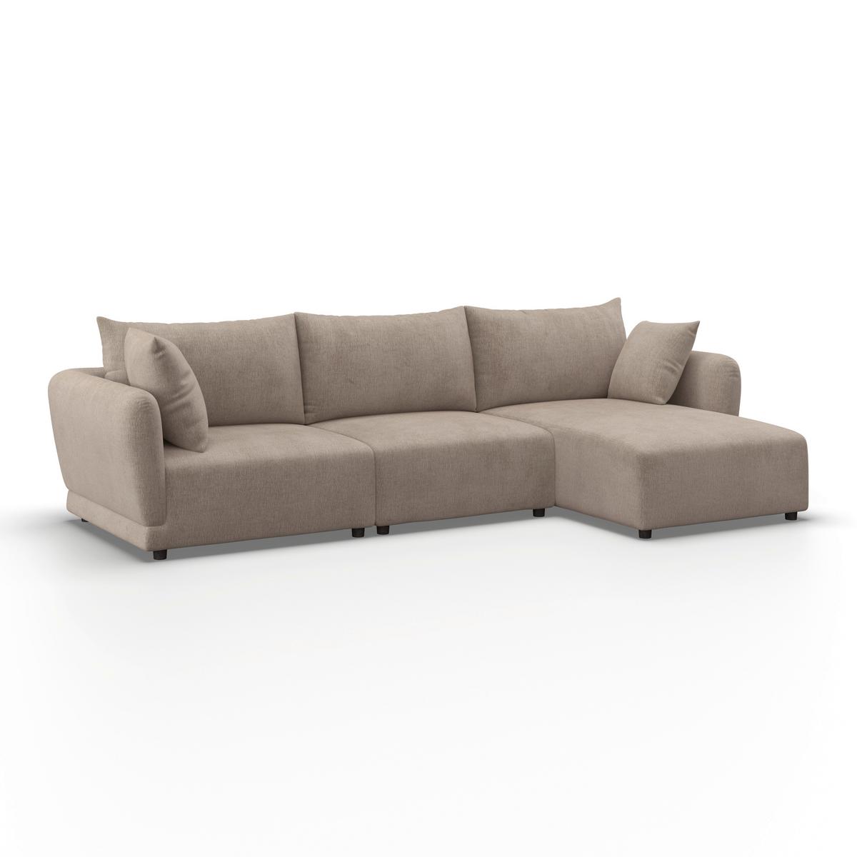 Sedacia súprava NICOLE, pravá, béžová, max. do 480 kg - čierna/sivobéžová, Modern, drevo/textil (306/87/162cm) - Bessagi Home
