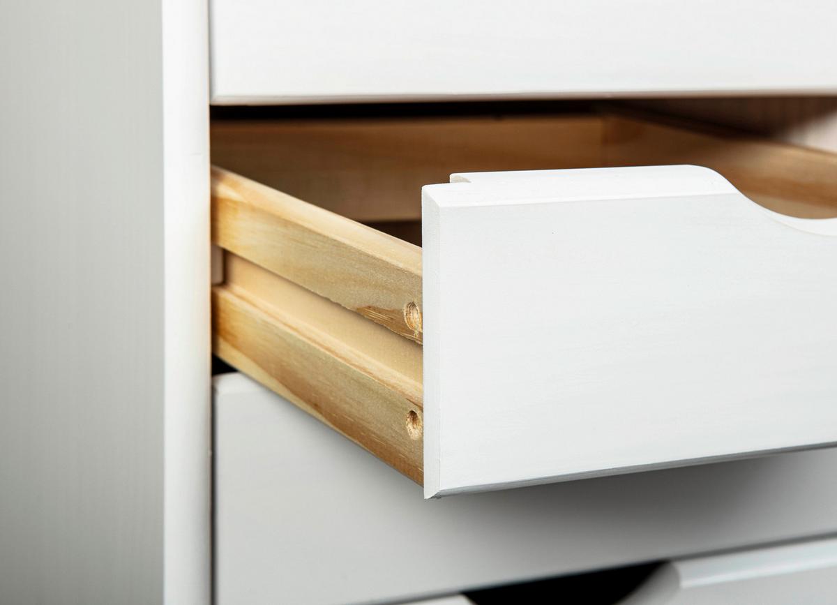 Rollcontainer Holz Massiv Weiß Simon 35x65x40 Cm - Weiß, Basics, Holz/Kunststoff (35/65/40cm) - MID.YOU