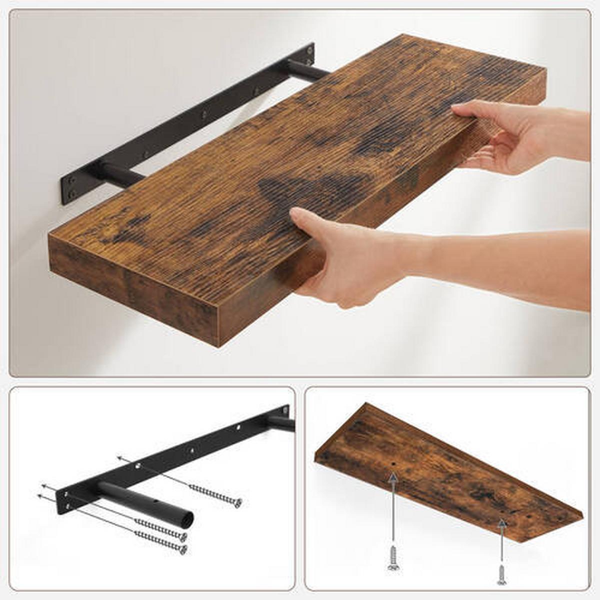 Wandregal Iron B: 60 cm Braun - Schwarz/Braun, Basics, Holzwerkstoff (60/3,8/20cm) - Boxxx