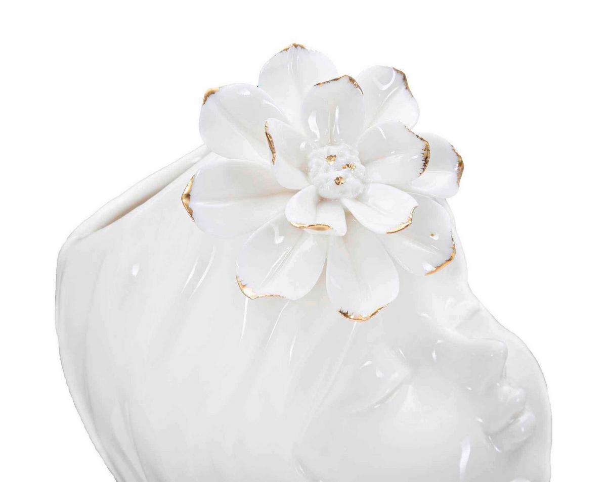 Vase Young Lady Weiß, Goldfarben B: 10,5 cm - Goldfarben/Weiß, Basics, Keramik (10.5/24.7/10cm)