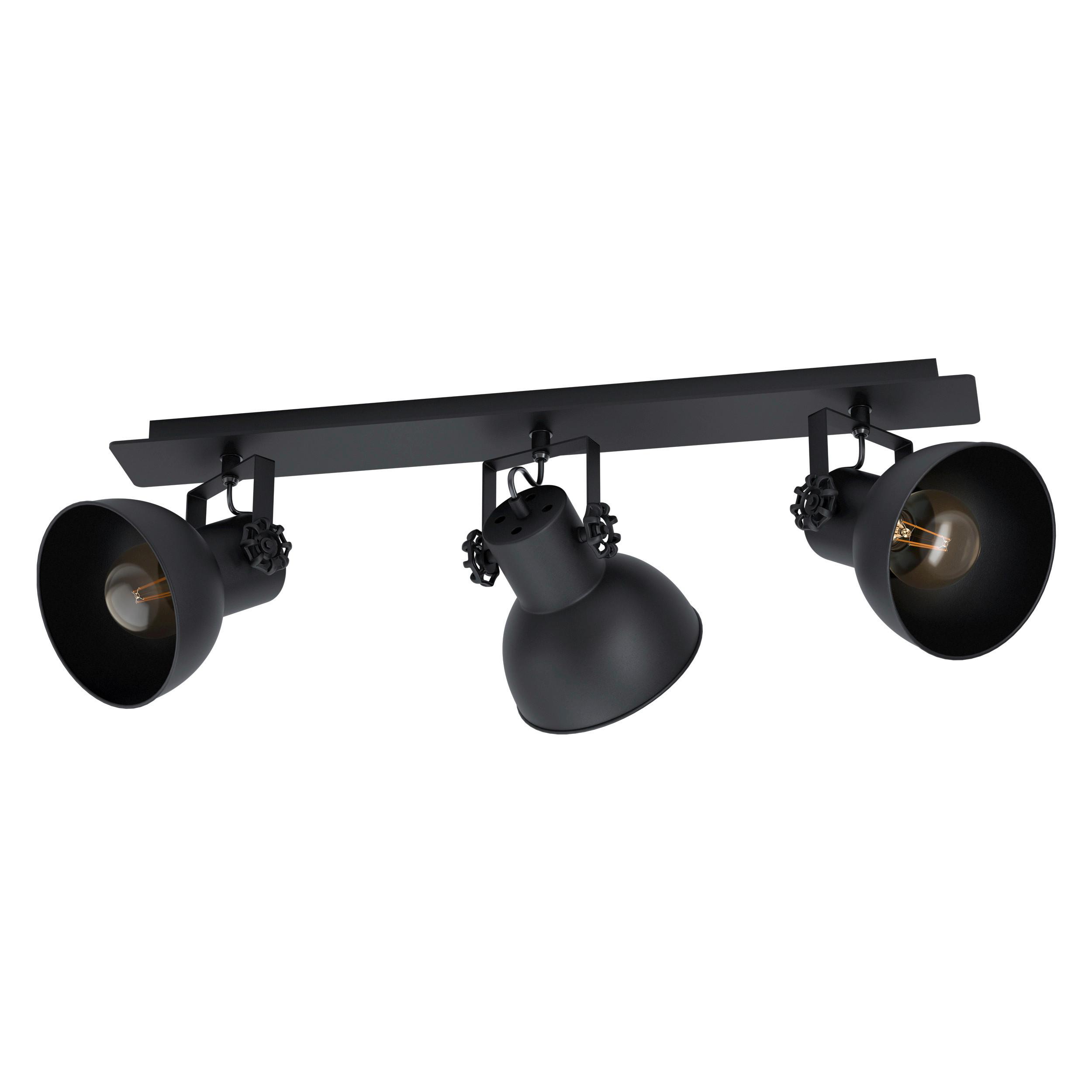 Strahler Barnstaple 3-Flammig verstellbar 75 cm - Schwarz, Basics, Holz/Metall (75,0/9,0cm) - Eglo