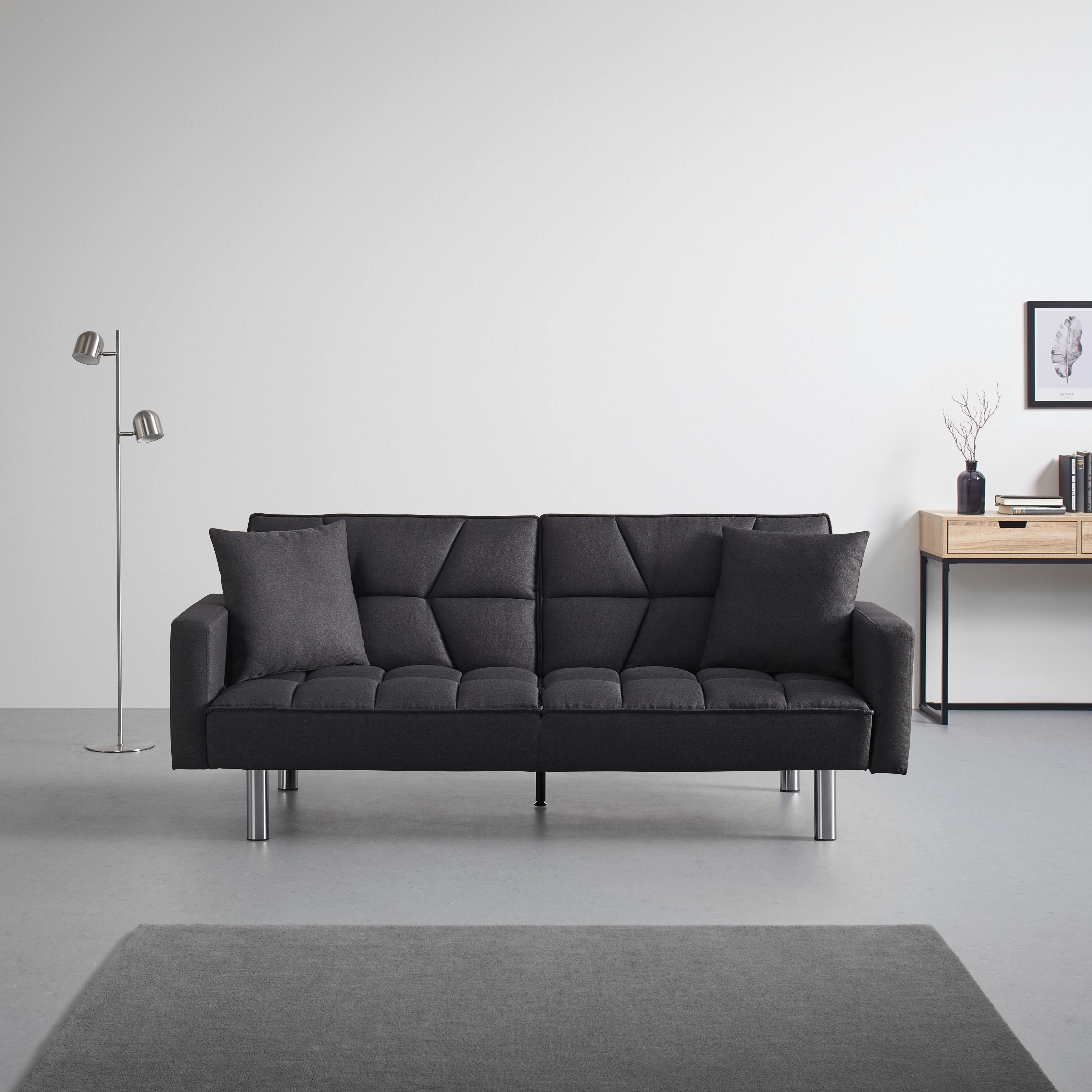 Rozkladacia Pohovka David Tm.šedá - strieborná/tmavosivá, Moderný, kov/drevo (196/83/89cm) - Bessagi Home