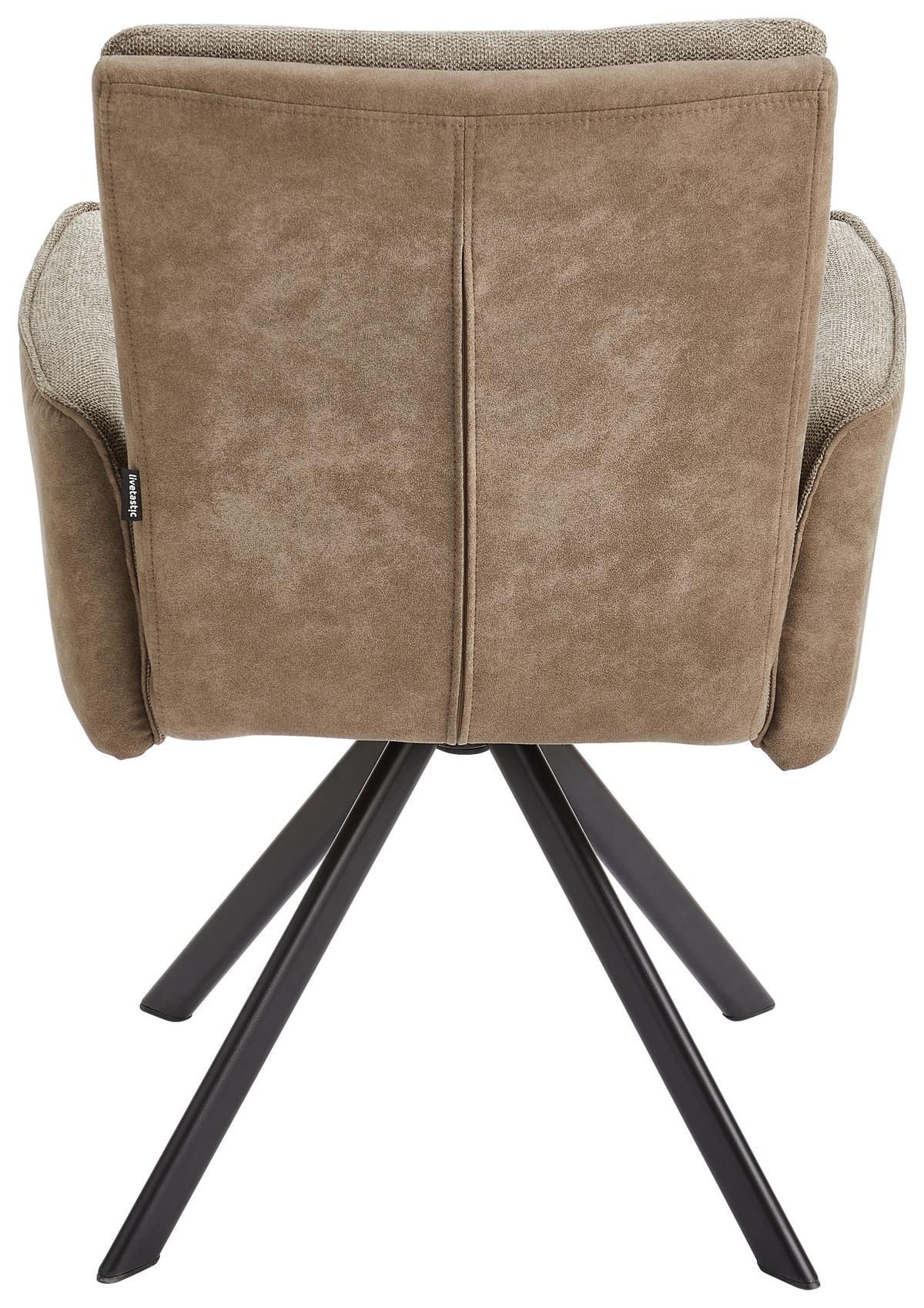 Armlehnstuhl Frida Braun/grau Sitzfläche Drehbar - Schwarz/Braun, MODERN, Holz/Textil (61/91/64cm) - Livetastic
