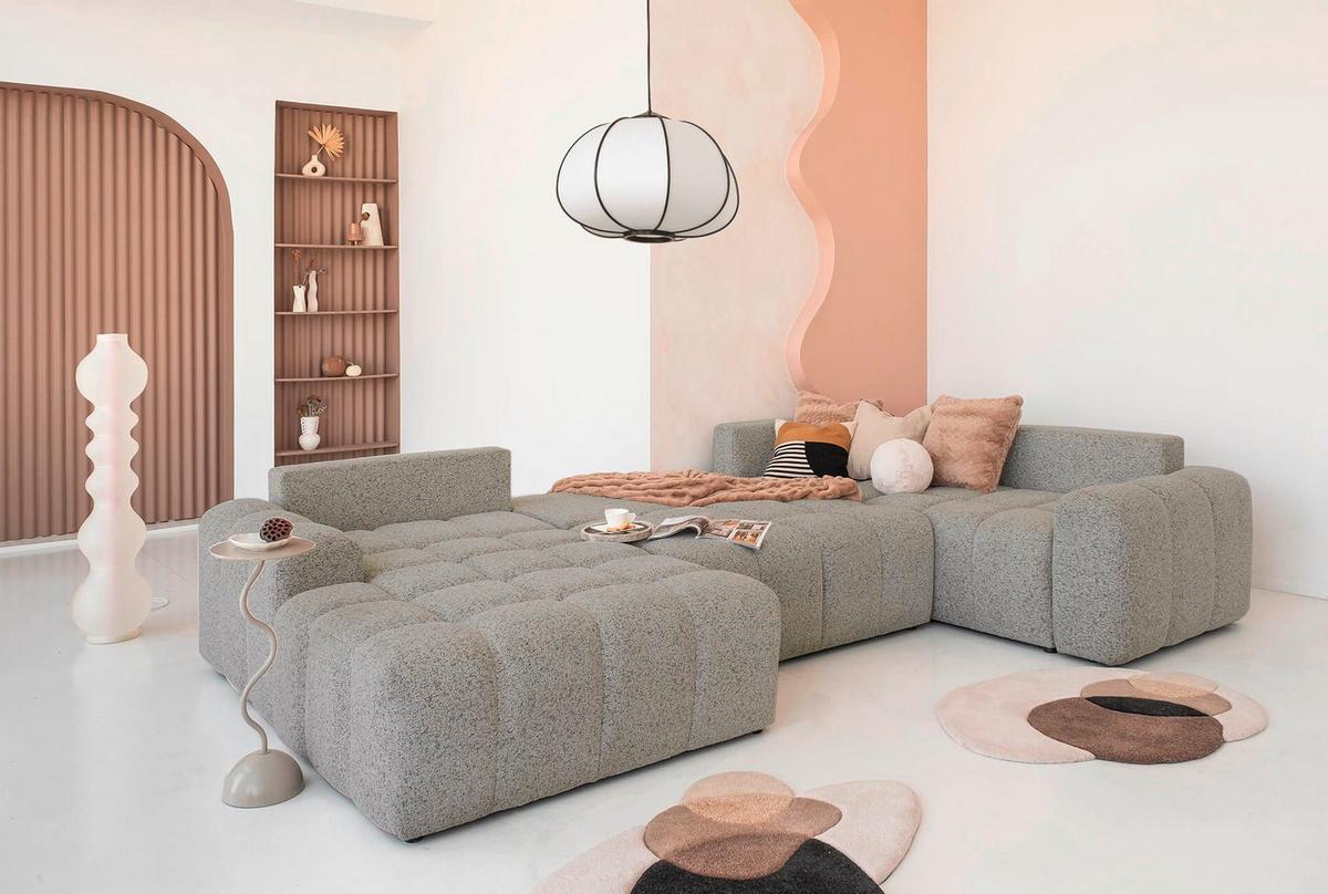 Wohnlandschaft Lulu Grau U: 184x333x213cm - Schwarz/Grau, Design, Textil (184/333/213cm) - MID.YOU