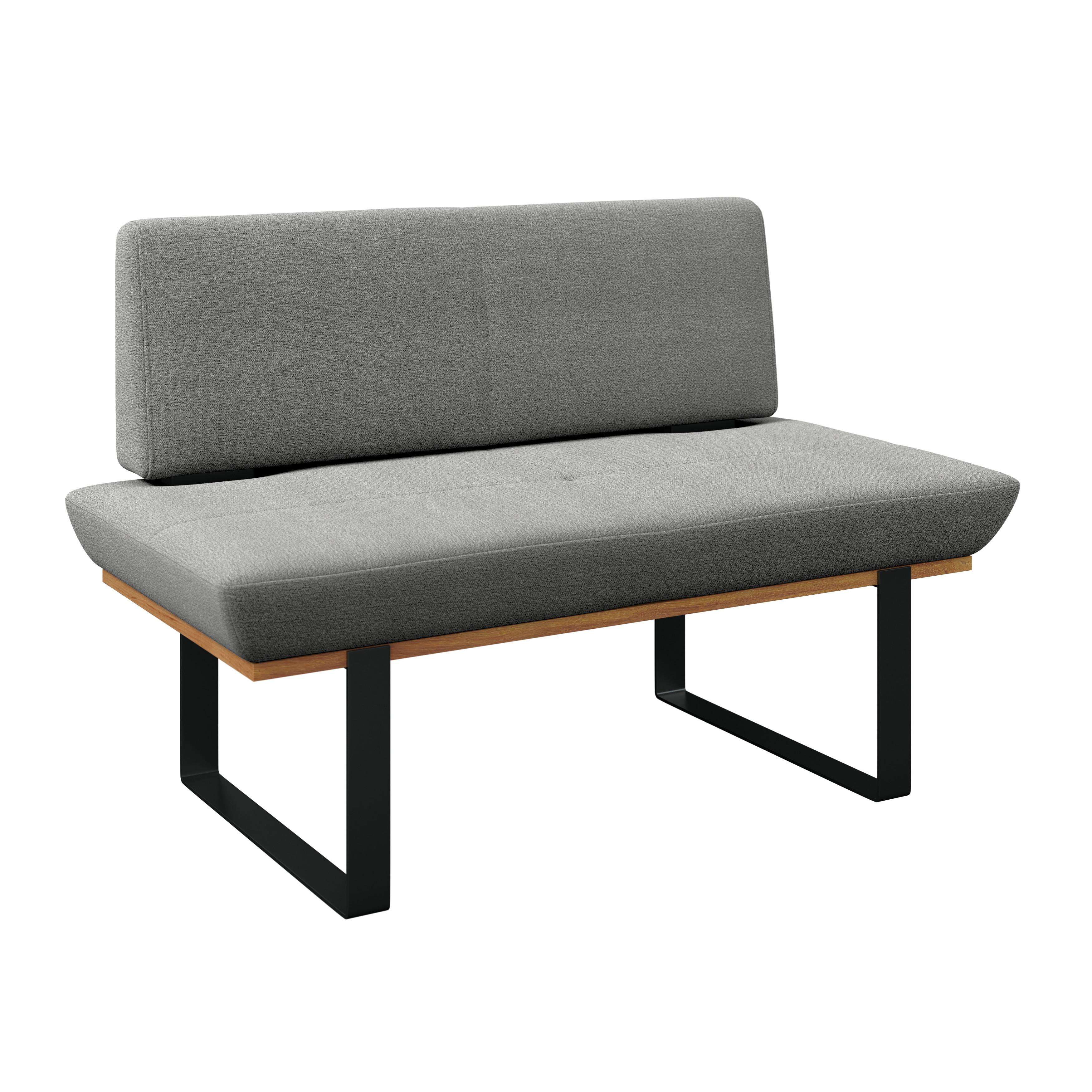 Sitzbank Tristan Webstoff hellgrau, B: 130cm - Hellgrau/Schwarz, MODERN, Holz/Textil (130/48/90cm) - James Wood