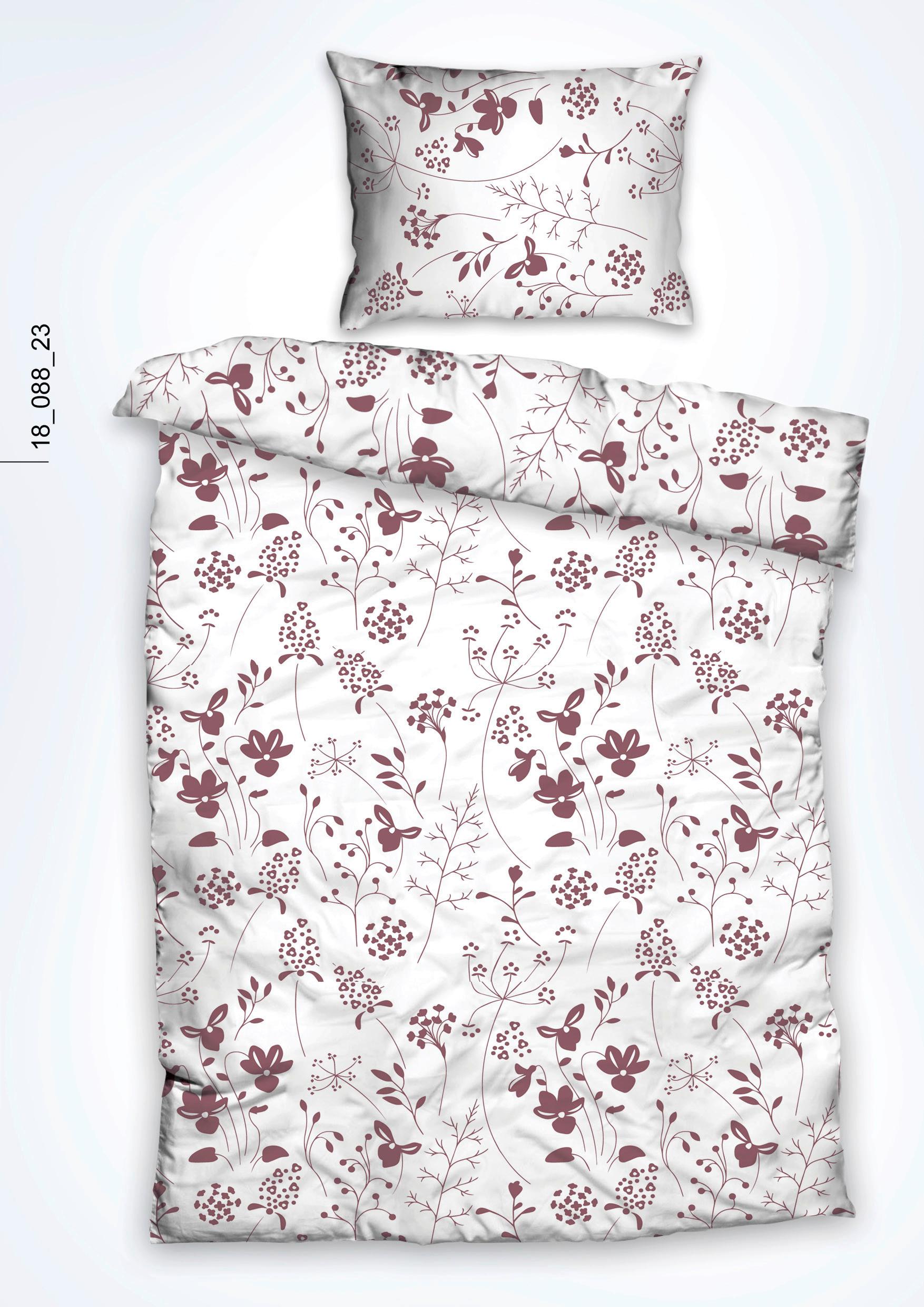 Povlečení Belinda Floral, 140/200cm - bílá/růžová, Moderní, textil (140/200cm)