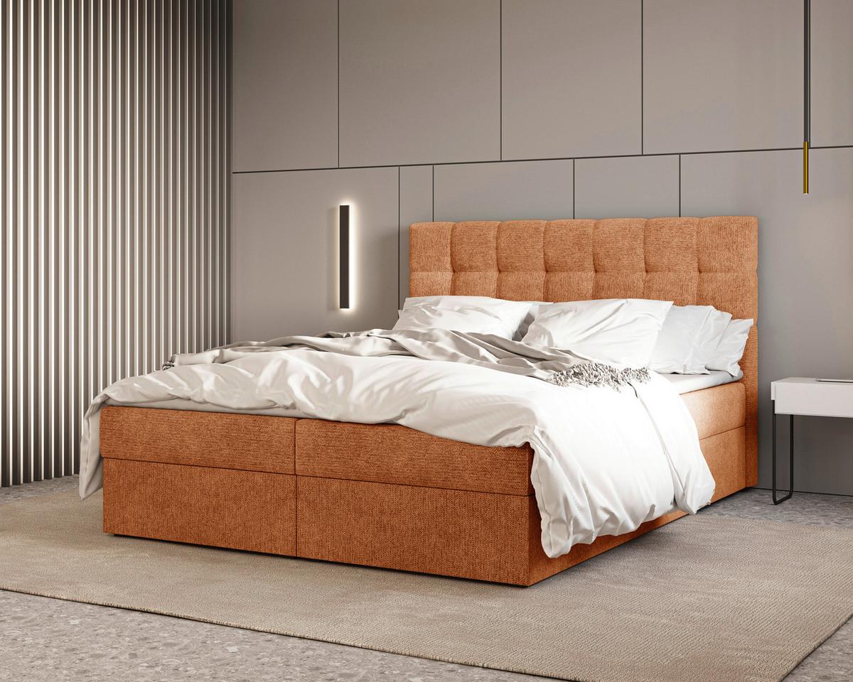 Boxbett Oslo mit Topper 140x200 - Schwarz/Kupferfarben, MODERN, Holz/Kunststoff (140/200cm) - Livetastic
