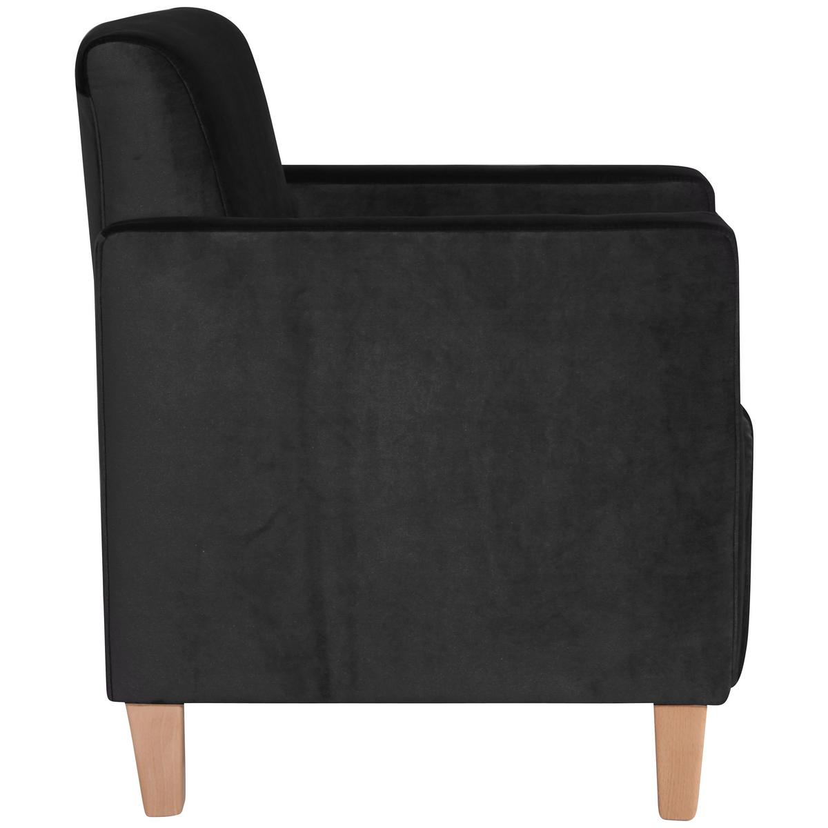 Polstersessel Mit Armlehnen Milla Samt/velours Schwarz - Schwarz/Naturfarben, Design, Textil (71/81/70cm) - Max Winzer