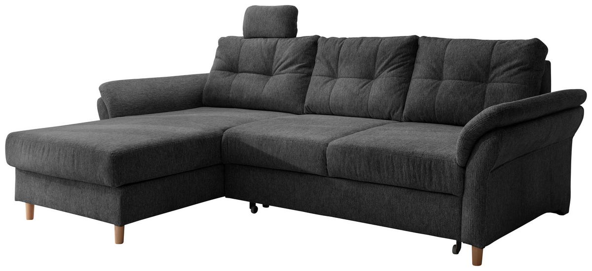 Ecksofa Brizzini mit Schlaf- Funktion, Anthrazit, 176x250 - Anthrazit/Naturfarben, MODERN, Textil (176/250cm) - Livetastic