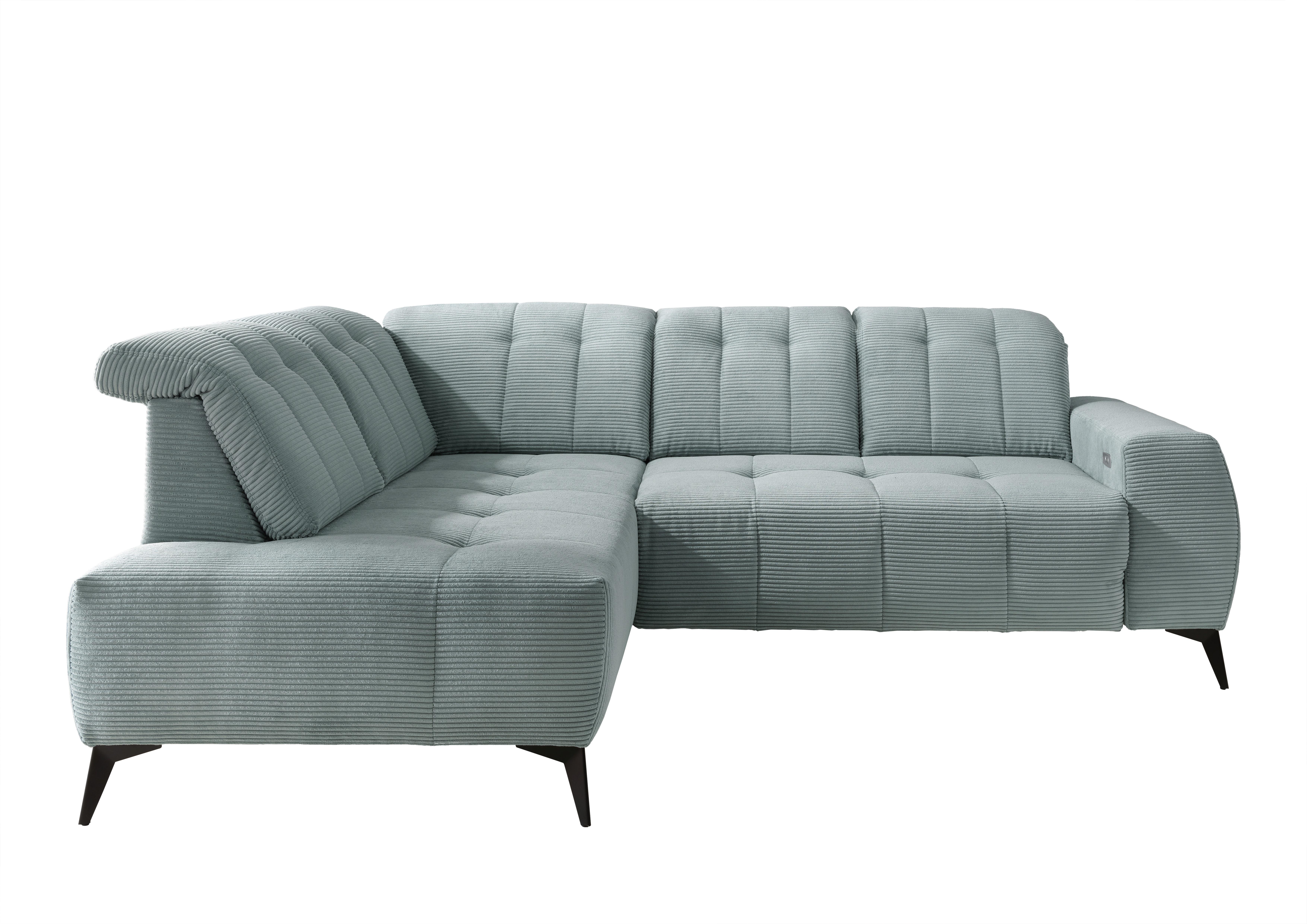 Ecksofa mit USB Anschluss Sano, Hellblau, S: 200x261 cm - Schwarz/Hellblau, MODERN, Textil (200/261cm) - Livetastic