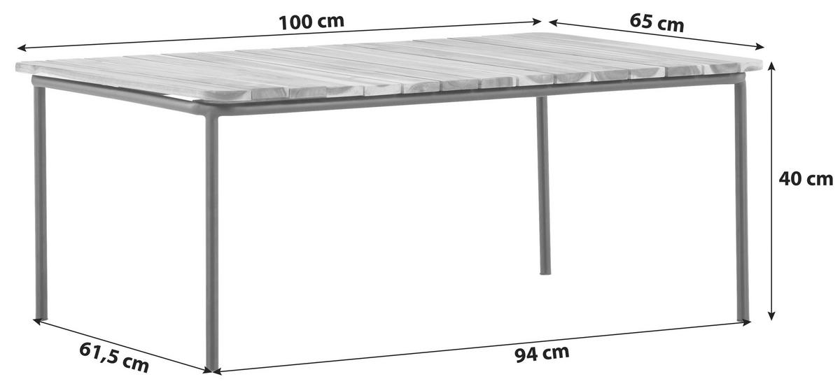 Loungetisch Penh Aus Stahl Und Echtholz - Naturfarben, KONVENTIONELL, Holz/Metall (100/65/40cm) - Gardenson