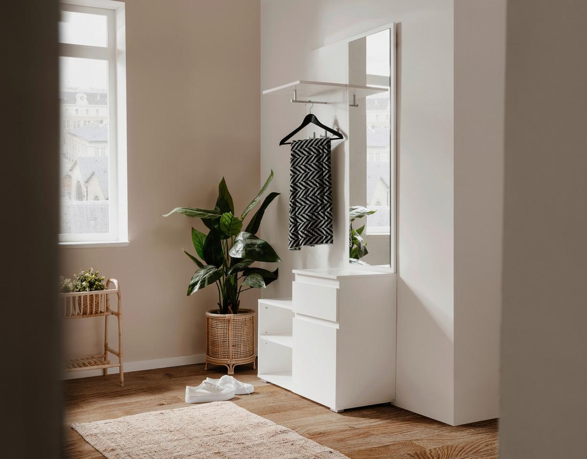 Garderobe Image Weiß B: 85 cm - Weiß, LIFESTYLE, Holzwerkstoff (85/195/37cm) - MID.YOU