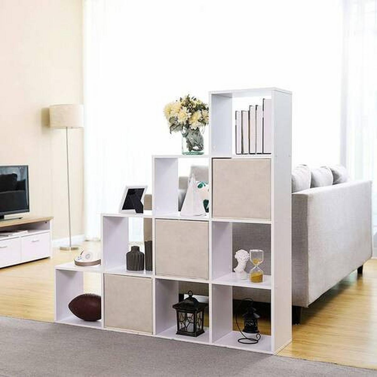 Regal Mit 10 Würfel B: 130 cm, Weiß - Weiß, Basics, Holzwerkstoff (129,5/129,5/29cm) - Boxxx