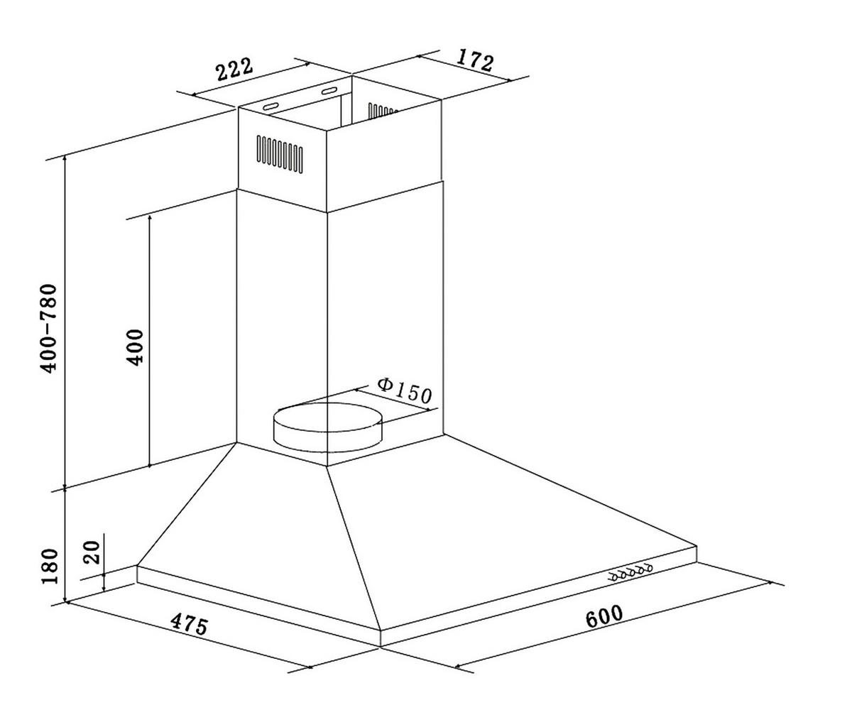 Dunstabzugshaube Karena Schwarz B: 60 cm, Led - Schwarz, Trend, Metall (60/58-96/47,5cm) - Respekta