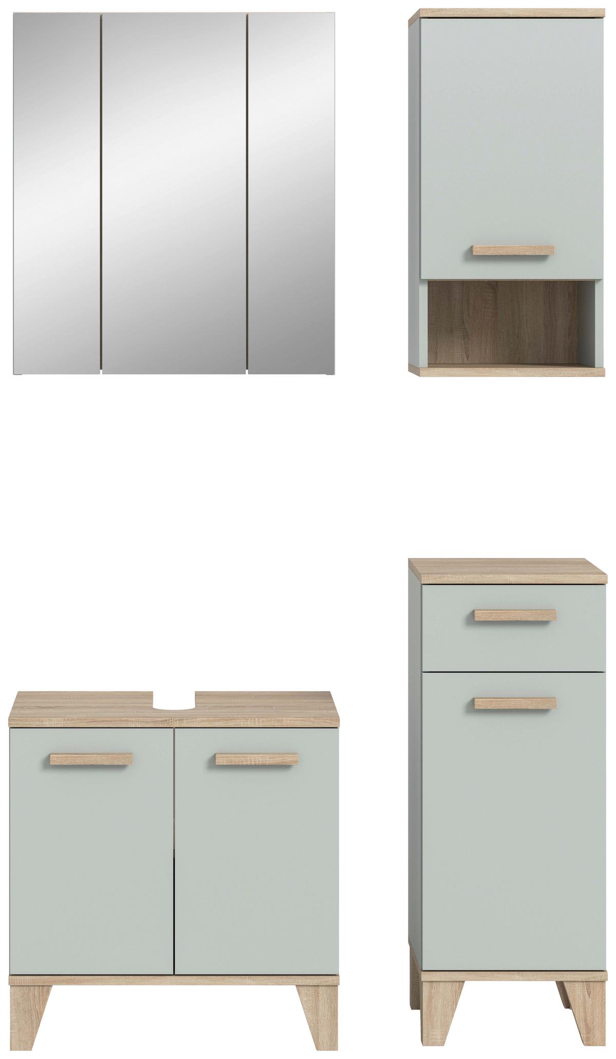 Koupelna Star blede zelená/dub bledý - barvy dubu/dub San Remo, Moderní, kompozitní dřevo/plast (109/190/34cm) - MID.YOU