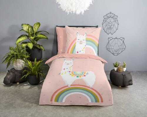 Jugendbettwäsche Lama Multicolor 135x200 cm - Multicolor, Design, Textil (135/200cm)