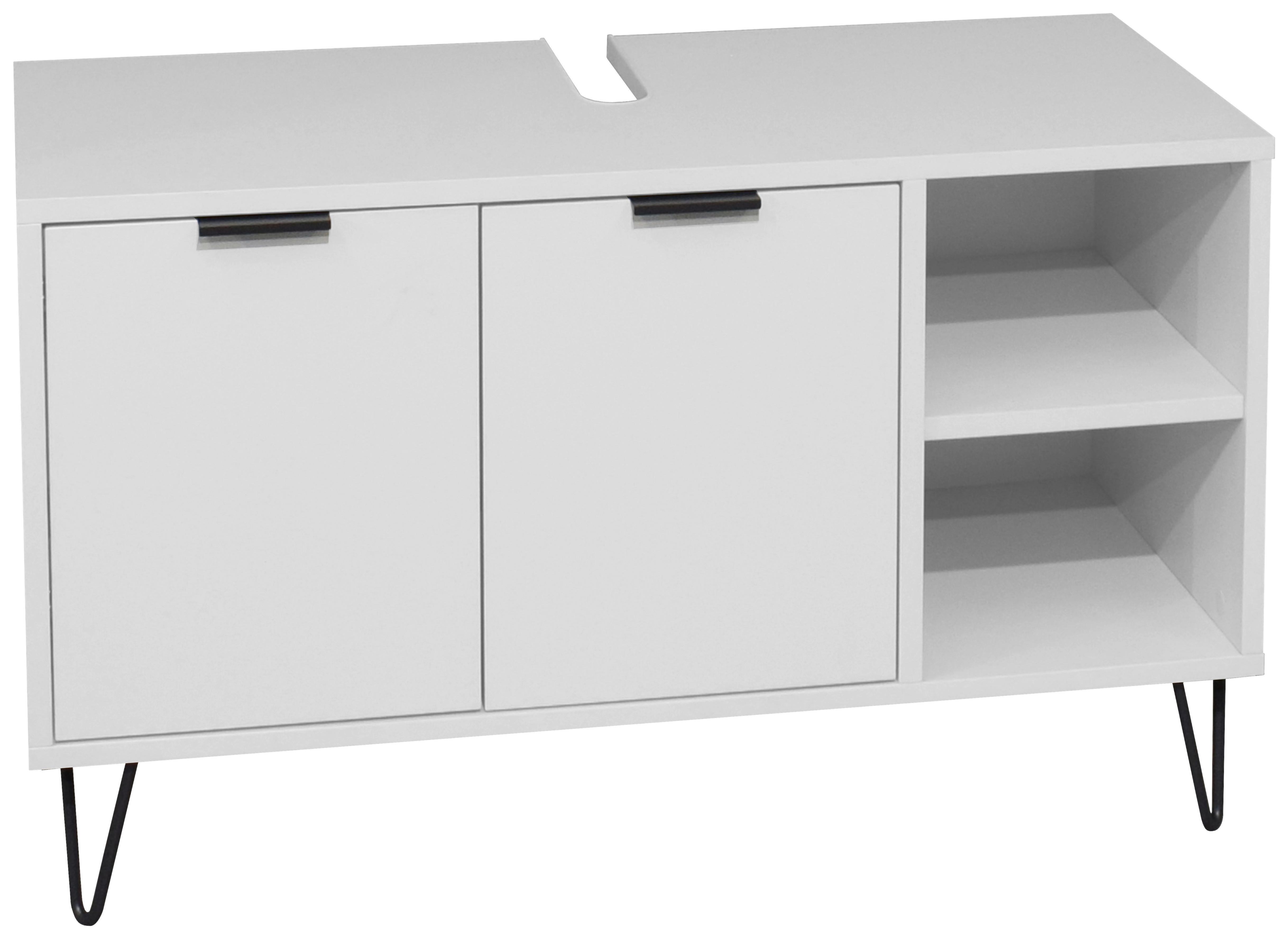 Waschbeckenunterschrank Bonnie Grau, B: 71 cm - Schwarz/Grau, MODERN, Holzwerkstoff (71/58/45cm) - Livetastic