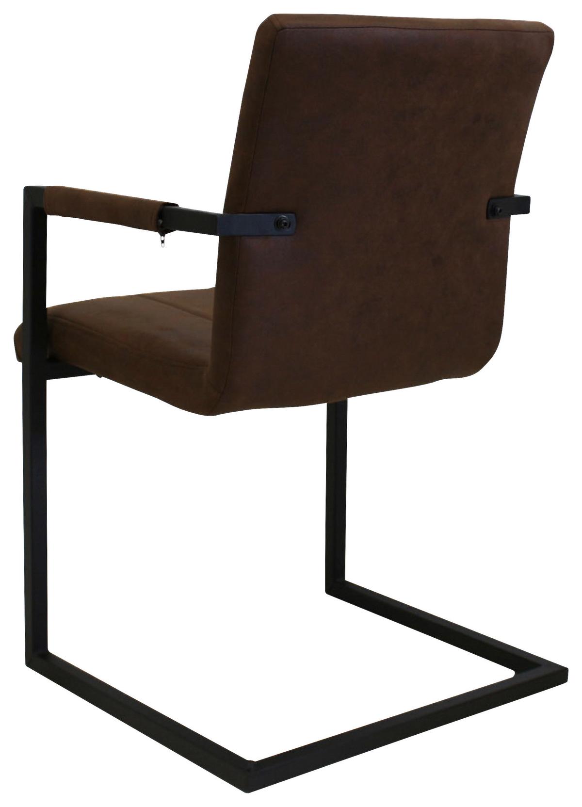 Armlehnstuhl-set Brandon - Schwarz/Braun, KONVENTIONELL, Textil/Metall (54/85/61cm) - MID.YOU