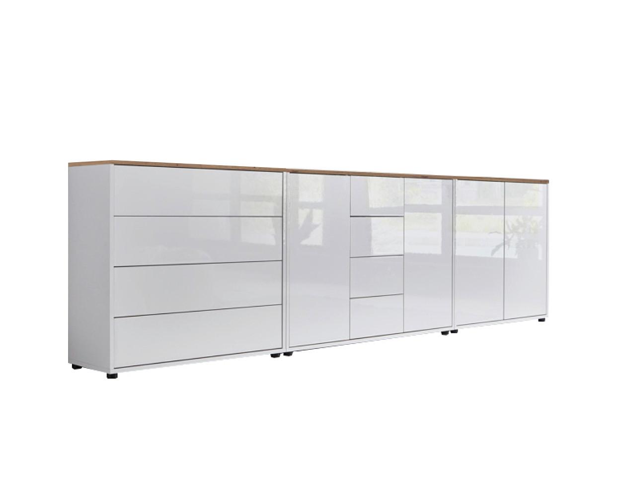 Sideboard Mailand Weiß/Eiche Artisan B: 263,5 cm