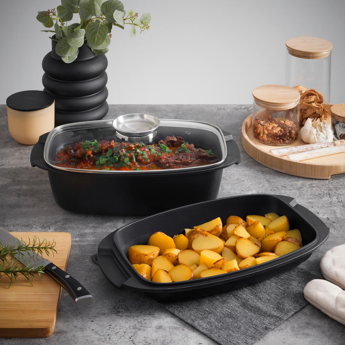 Pekáč BLACK LINE - čierna/číra, Konventionell, kov/sklo (32/10/20cm) - Gourmesto