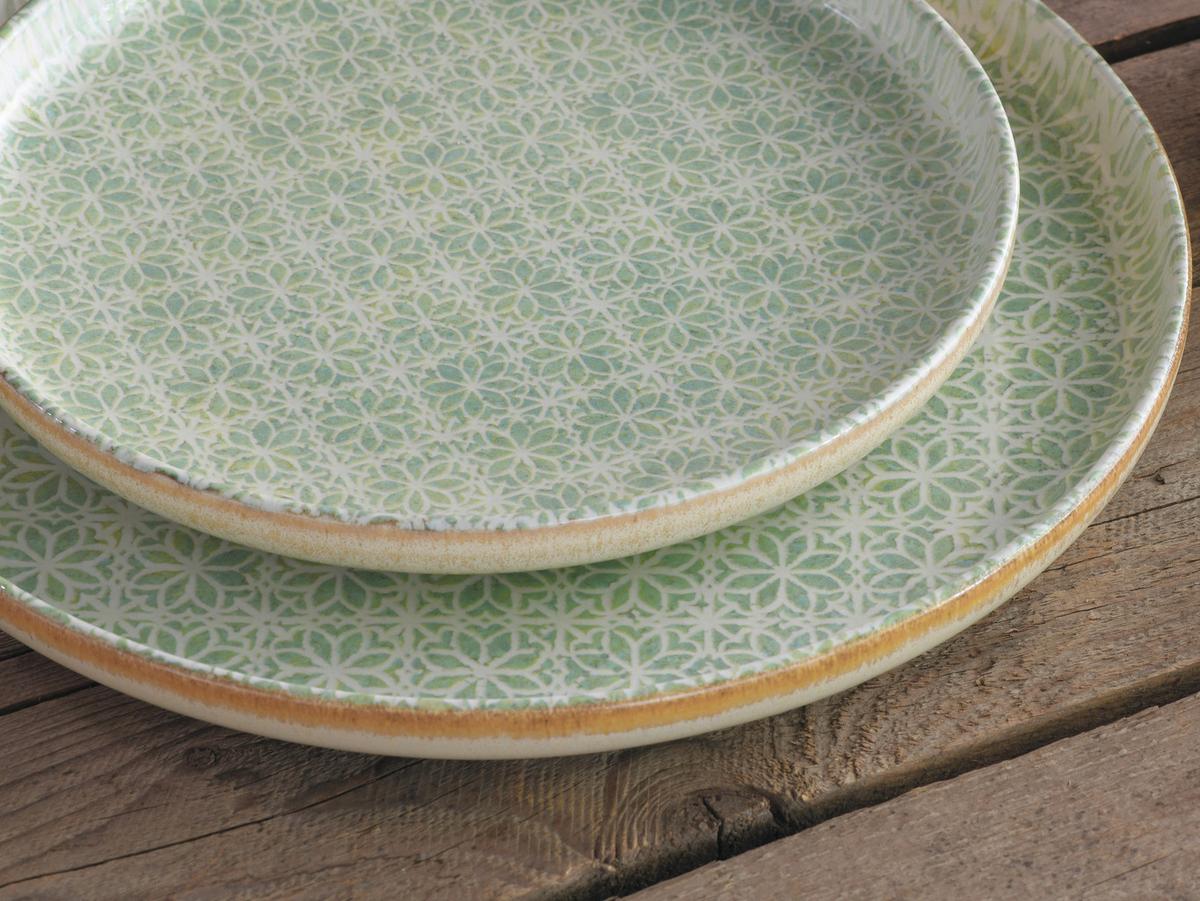Tafelservice Uno Emiliana 12--Teilig., Creme, Grün - Creme/Grün, Basics, Keramik - Creatable