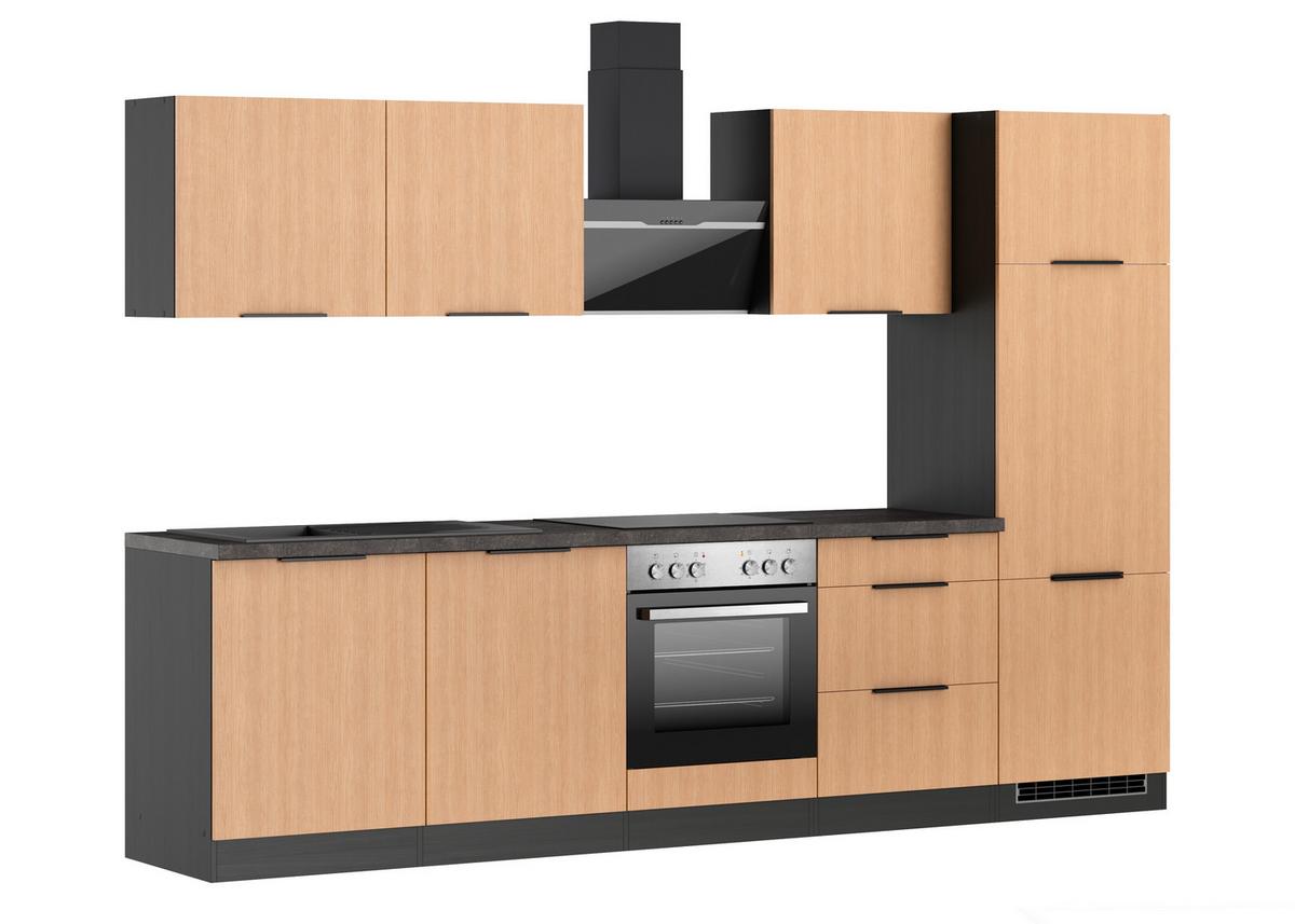 Küchenblock Glasgow Eichefarben/graphit B: 300 Cm - Eichefarben/Graphitfarben, LIFESTYLE, Holzwerkstoff (300cm) - Held