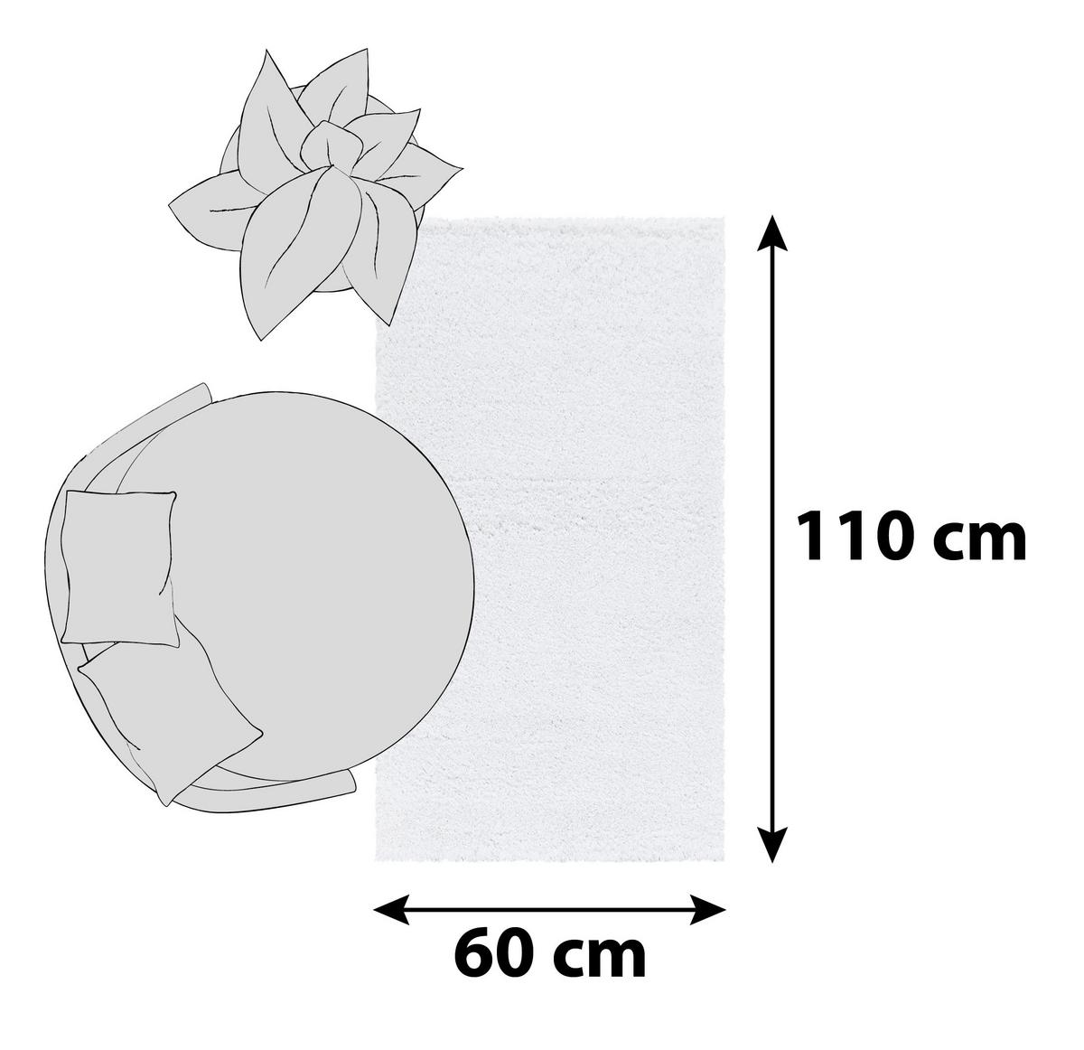 Hochflor Teppich Weiß Fluffy 60x110 cm - Weiß, Basics, Textil (60/110cm)